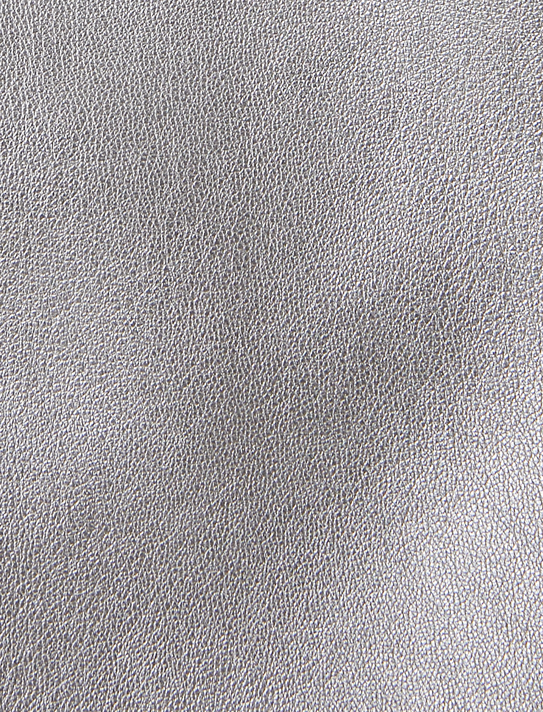   Mini Parlak Etek Kruvaze Gümüş Varak Kaplama Asimetrik Kesim