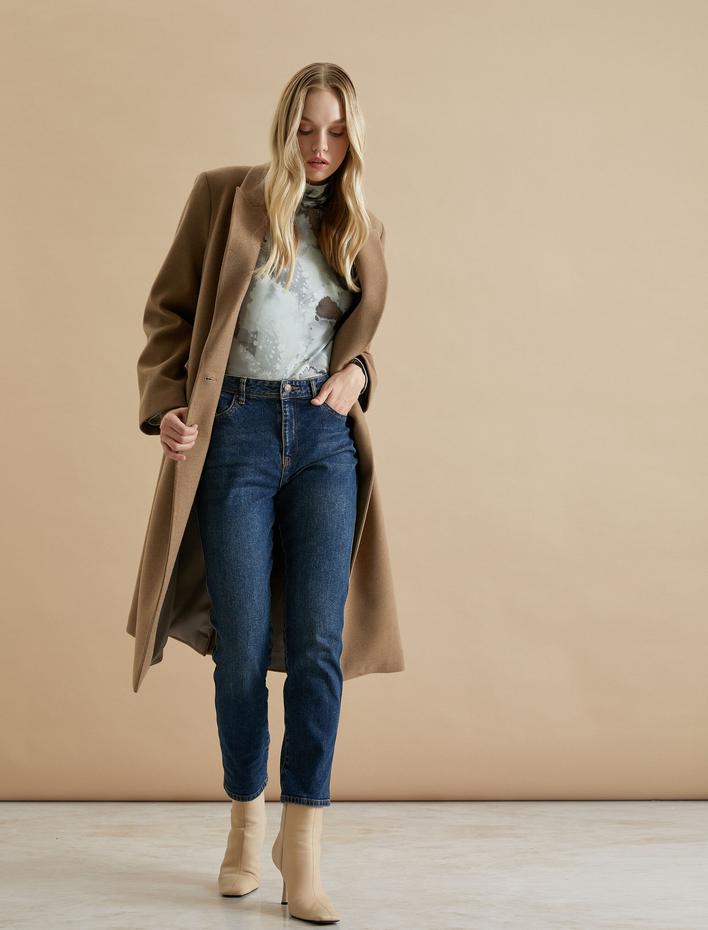 Koton X Selected by Şahika Ercümen - Yüksek Bel Düz Paça Kot Pantolon