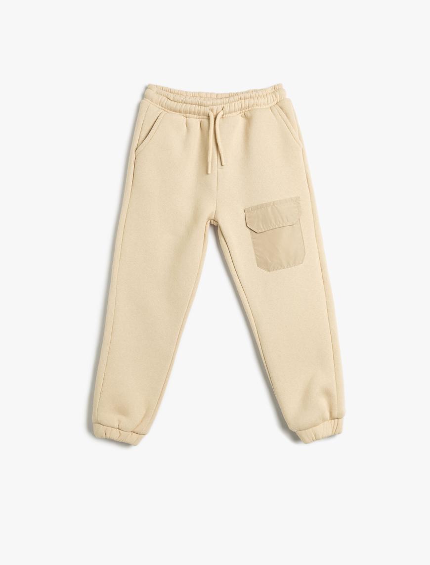  Erkek Çocuk Basic Jogger Eşofman Altı Beli Bağlamalı Cep Detaylı Şardonlu