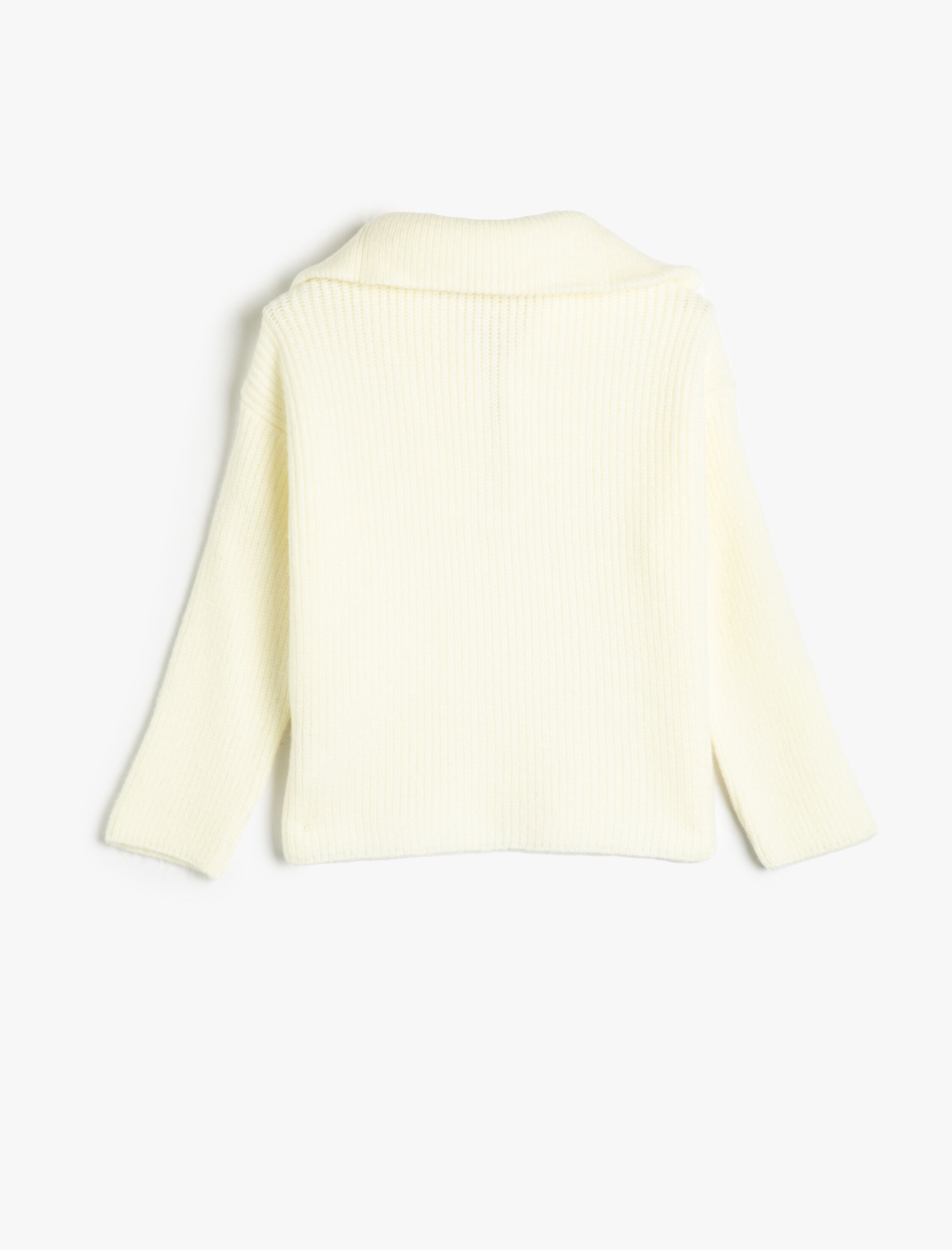  Kız Çocuk Kazak Uzun Kollu Dik Yaka Yarım Fermuar Yumuşak Dokulu