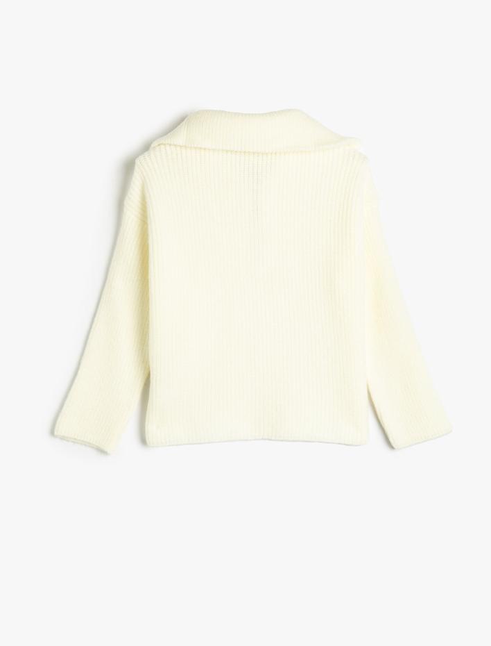 Kız Çocuk Kazak Uzun Kollu Dik Yaka Yarım Fermuar Yumuşak Dokulu