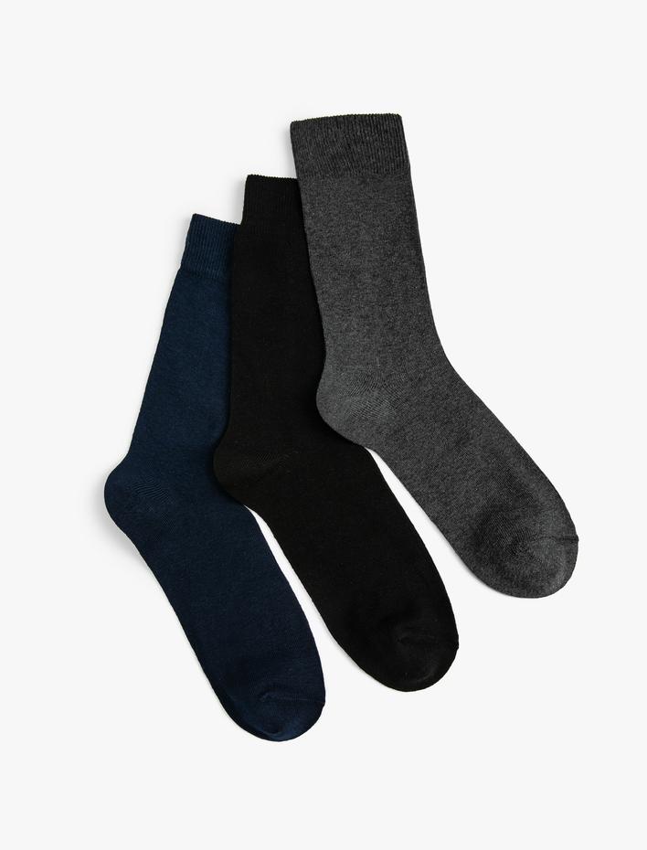 Erkek Basic 3'lü Soket Çorap Seti Çok Renkli
