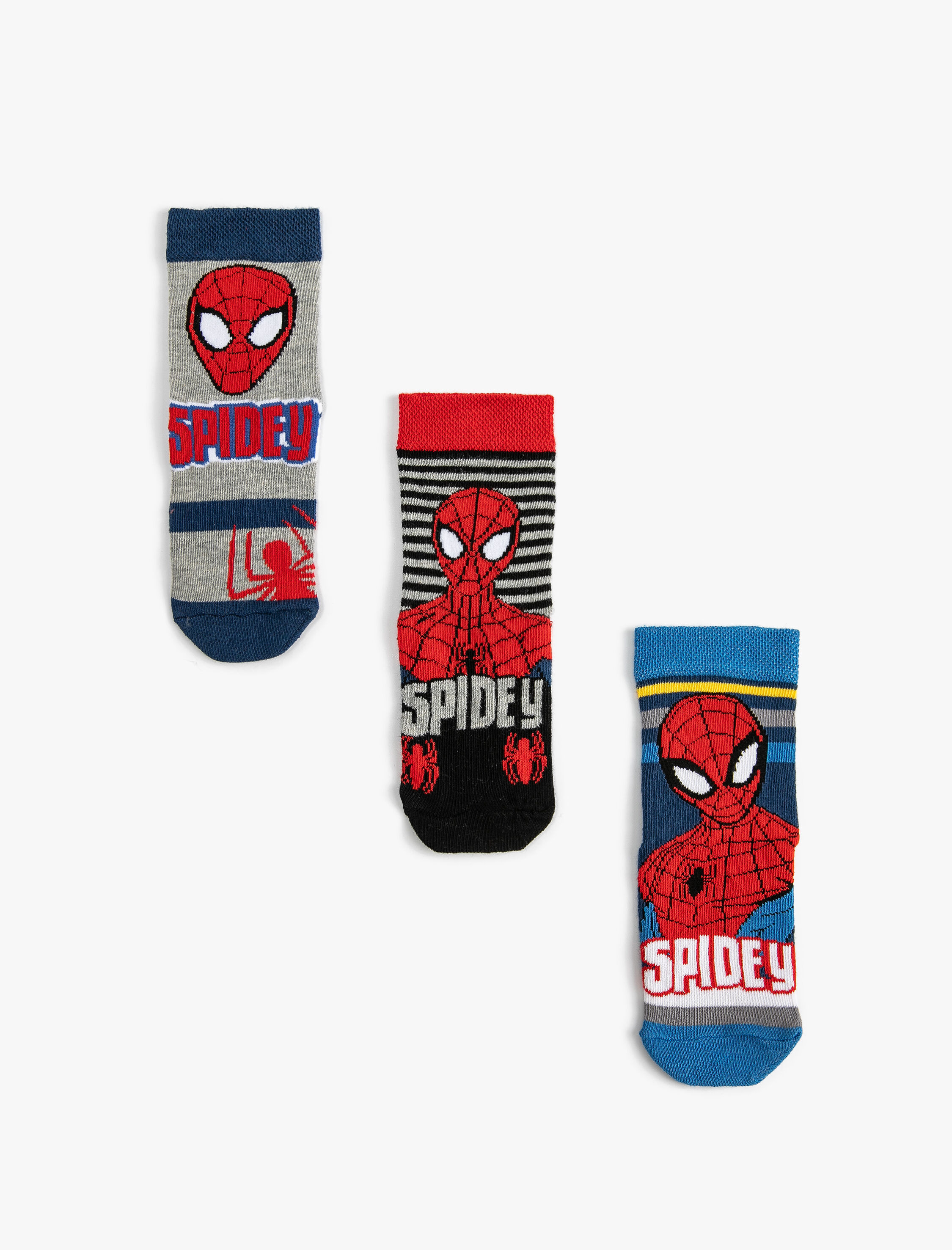  Erkek Çocuk 3'lü Örümcek Adam Baskılı Çorap Seti Lisanslı