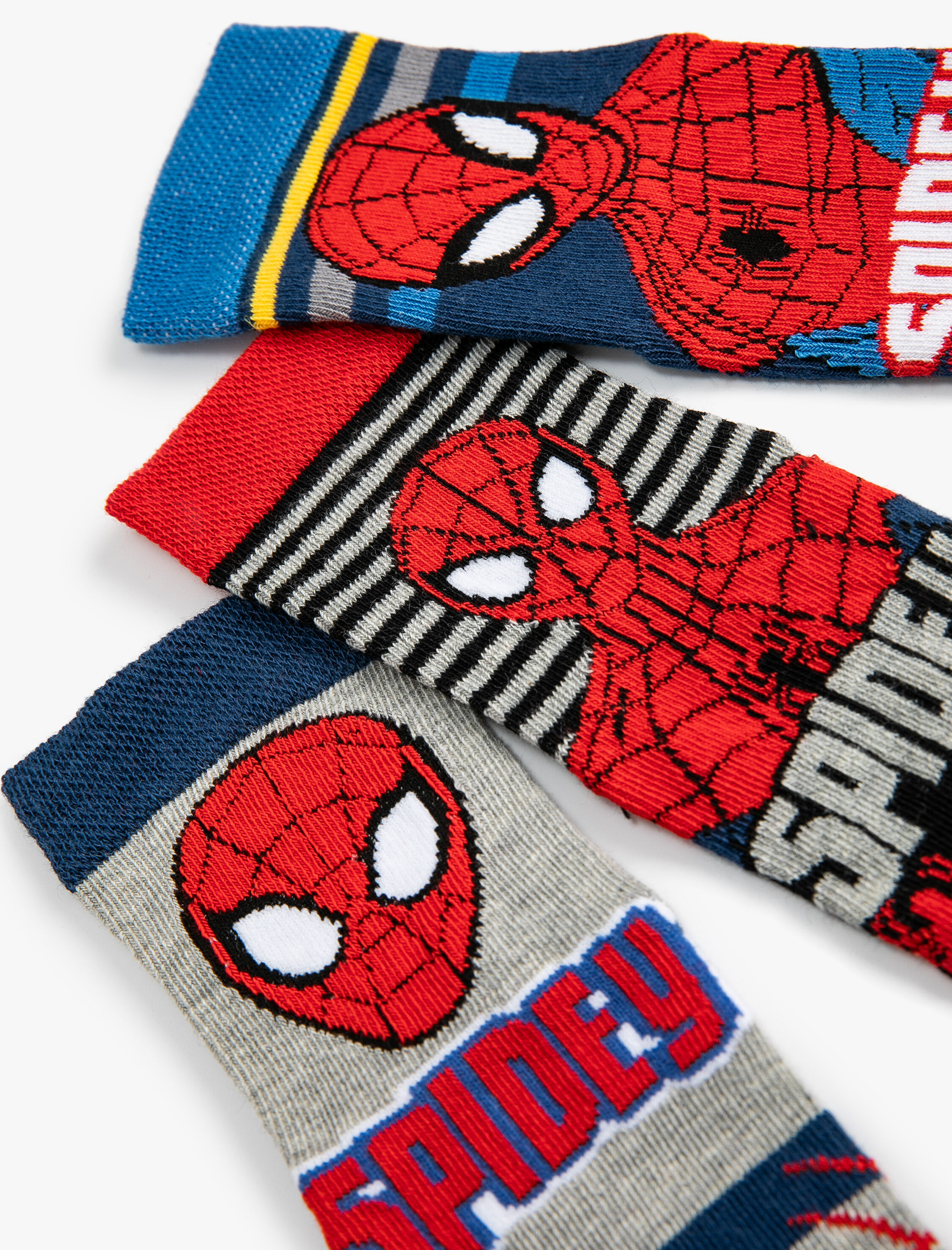  Erkek Çocuk 3'lü Örümcek Adam Baskılı Çorap Seti Lisanslı