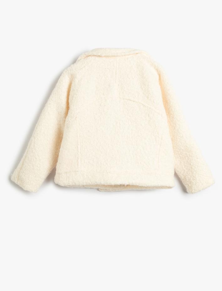 Kız Çocuk Peluş Mont Düğme Kapamalı Cepli