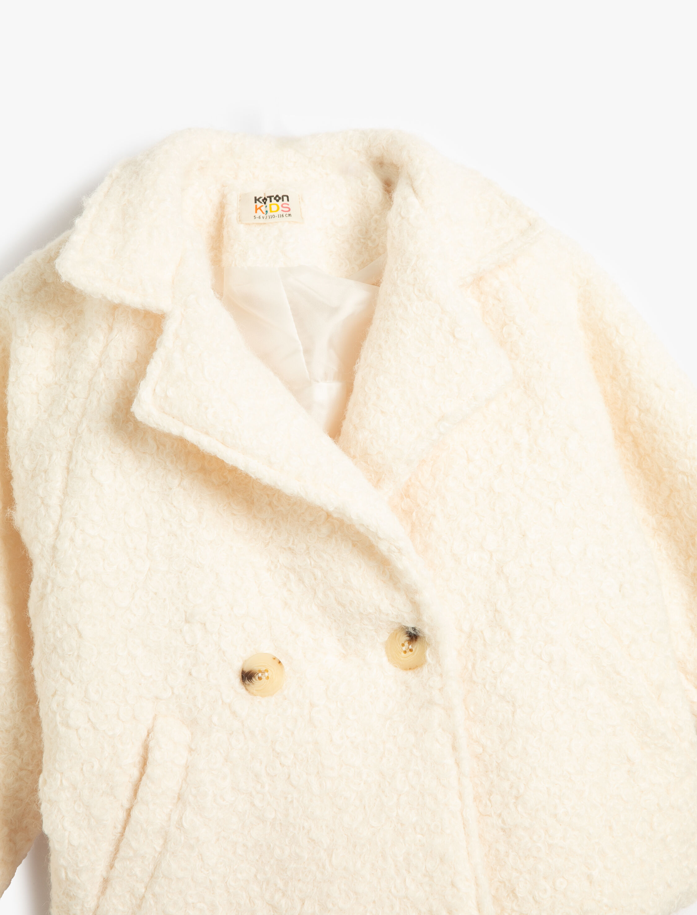  Kız Çocuk Peluş Mont Düğme Kapamalı Cepli