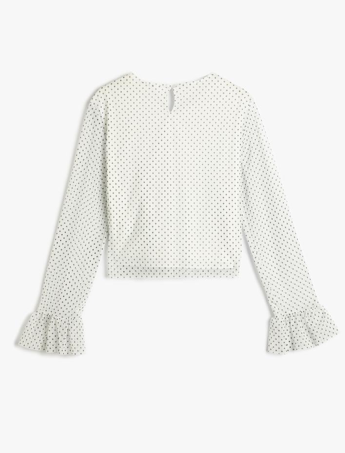 Kız Çocuk Bluz Uzun Kollu Bisiklet Yaka Fırfır Detaylı