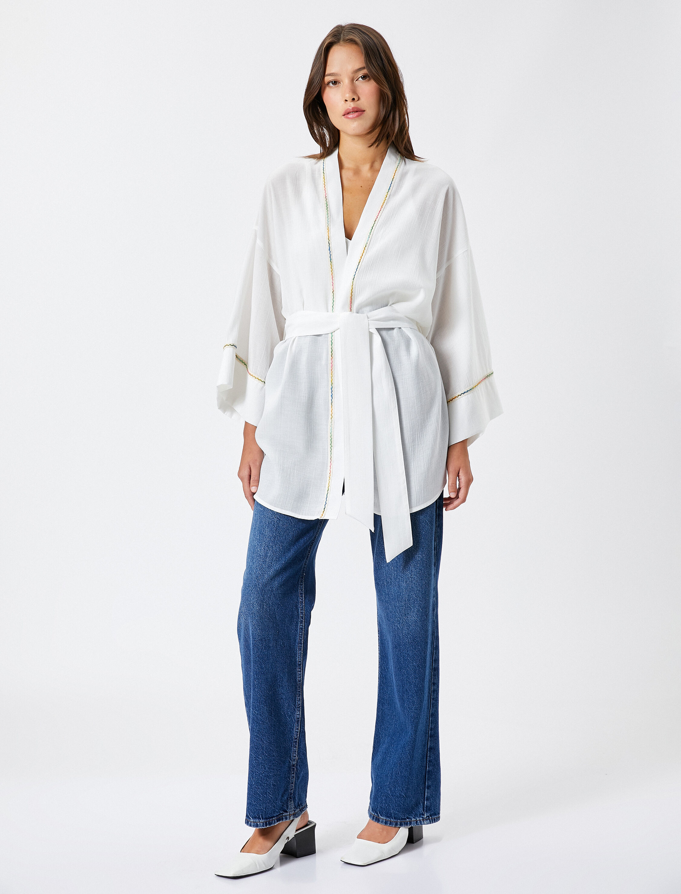   Beli Kuşaklı Kimono Bol Kalıp