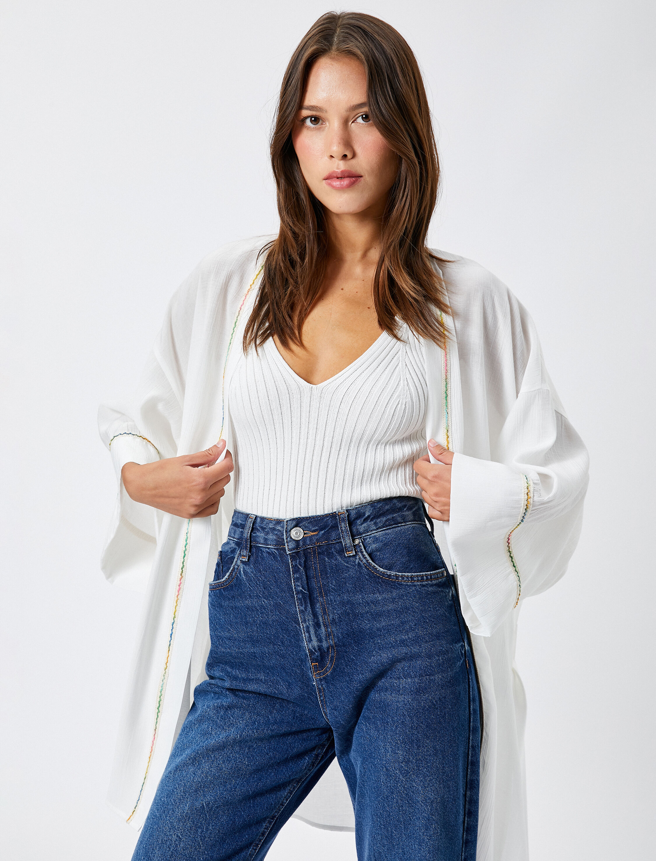   Beli Kuşaklı Kimono Bol Kalıp