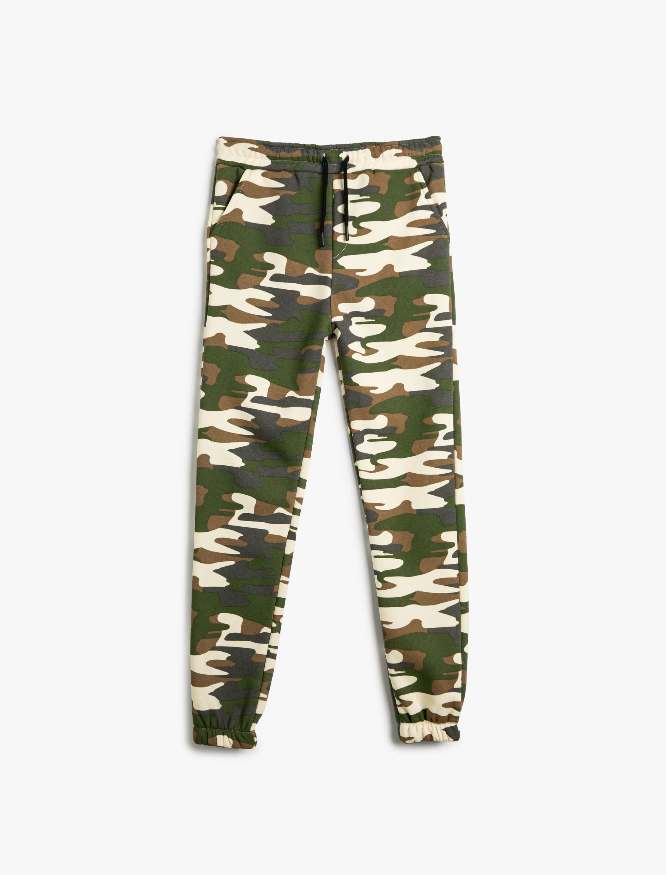  Erkek Çocuk Kamuflaj Desenli Jogger Eşofman Altı Beli Bağlamalı Cepli