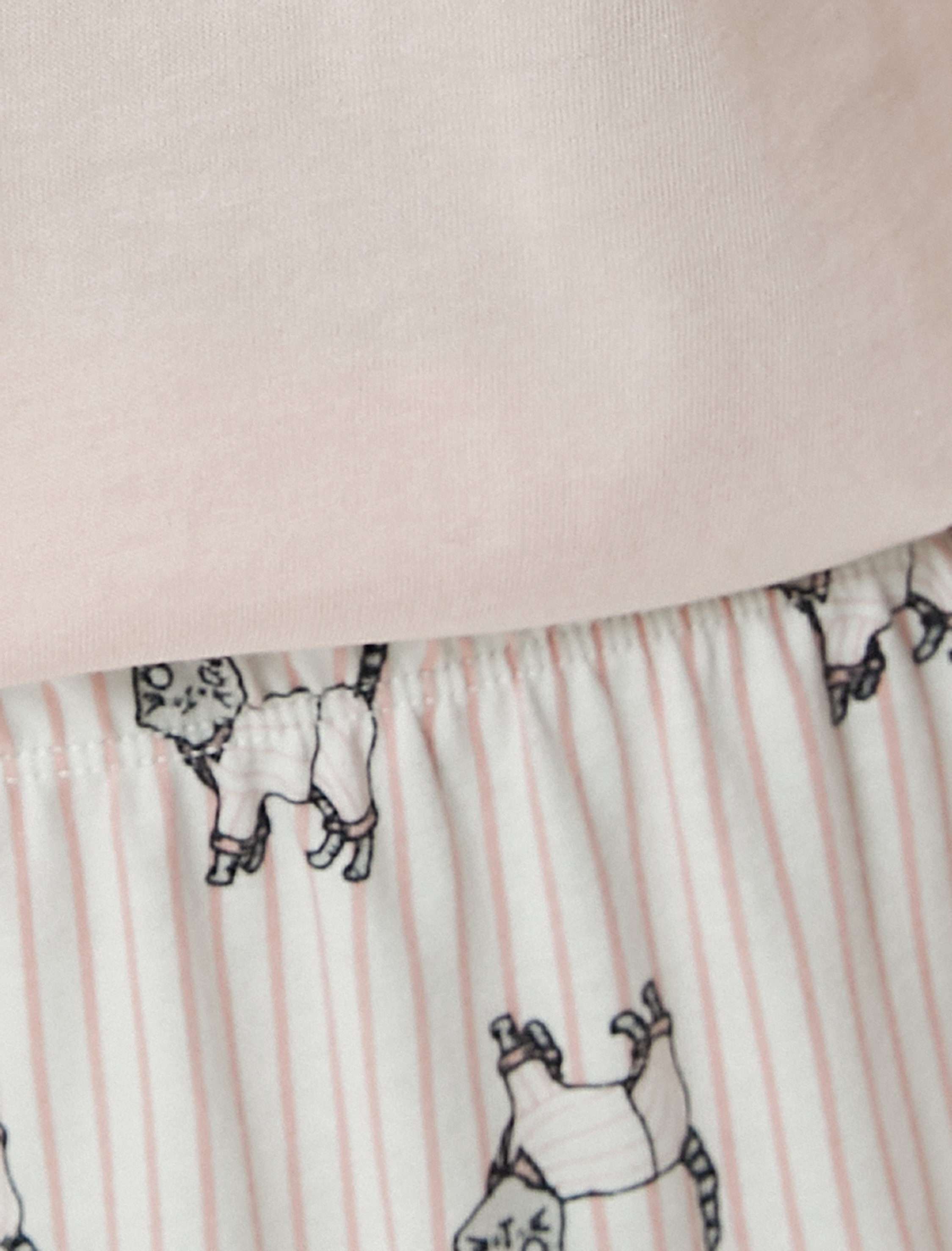   Pijama Takımı Uzun Kollu Kedi Baskılı Pamuklu