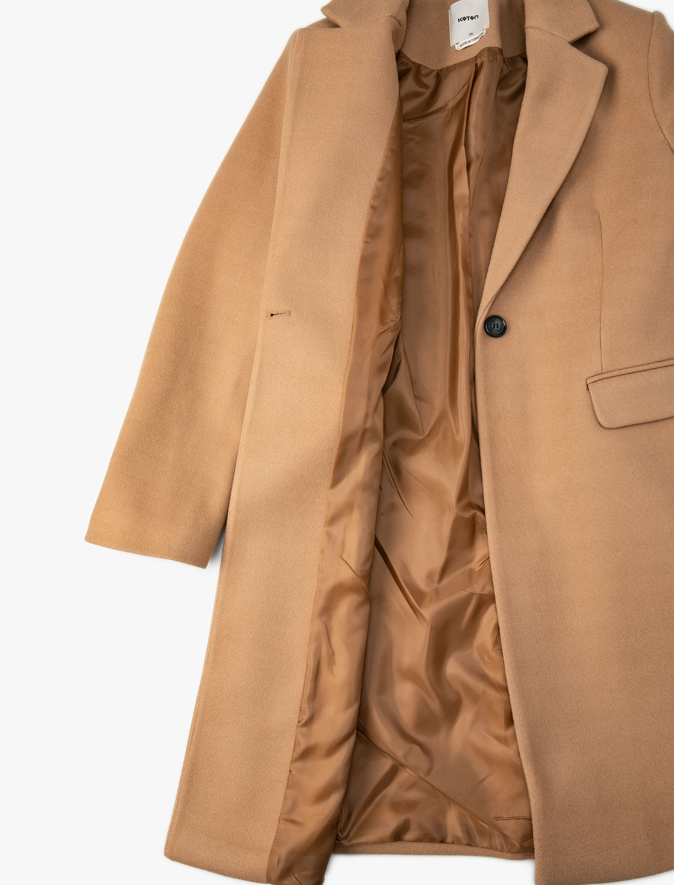   Kaşe Kaban Tek Düğmeli Katlı Yaka