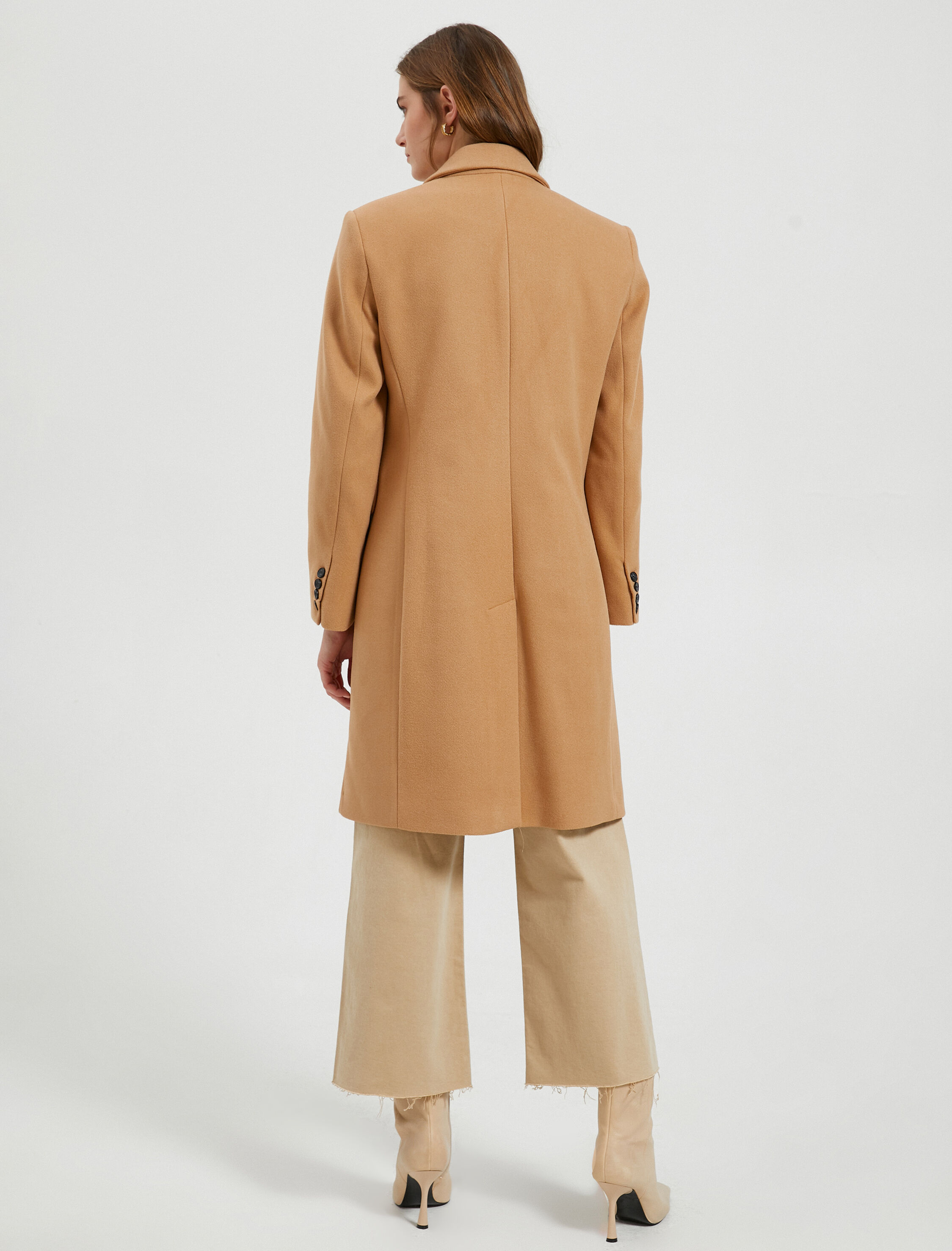   Kaşe Kaban Tek Düğmeli Katlı Yaka