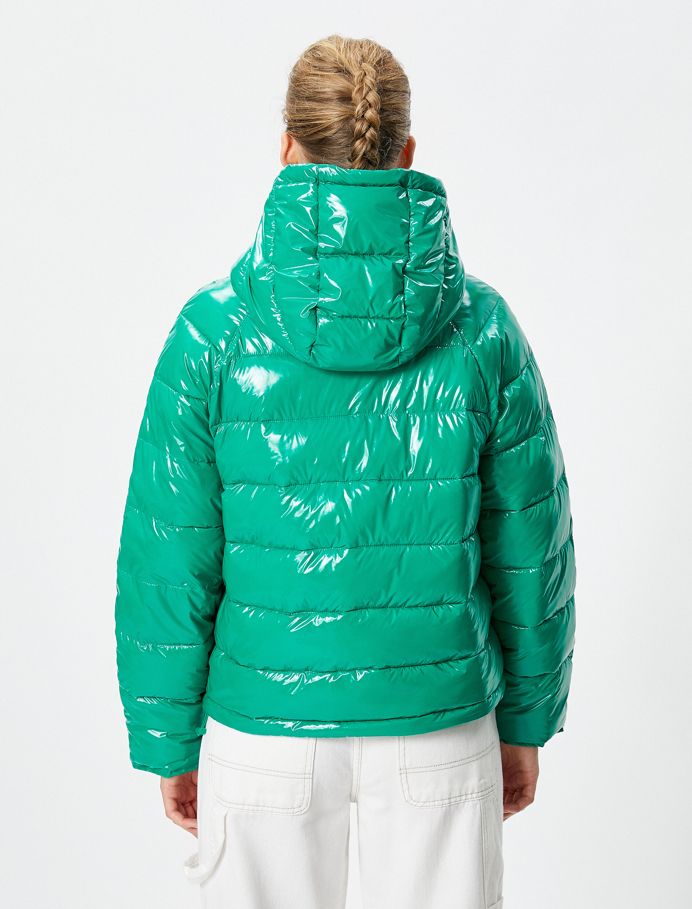   Kısa Şişme Mont Kapüşonlu Cep Detaylı Fermuarlı