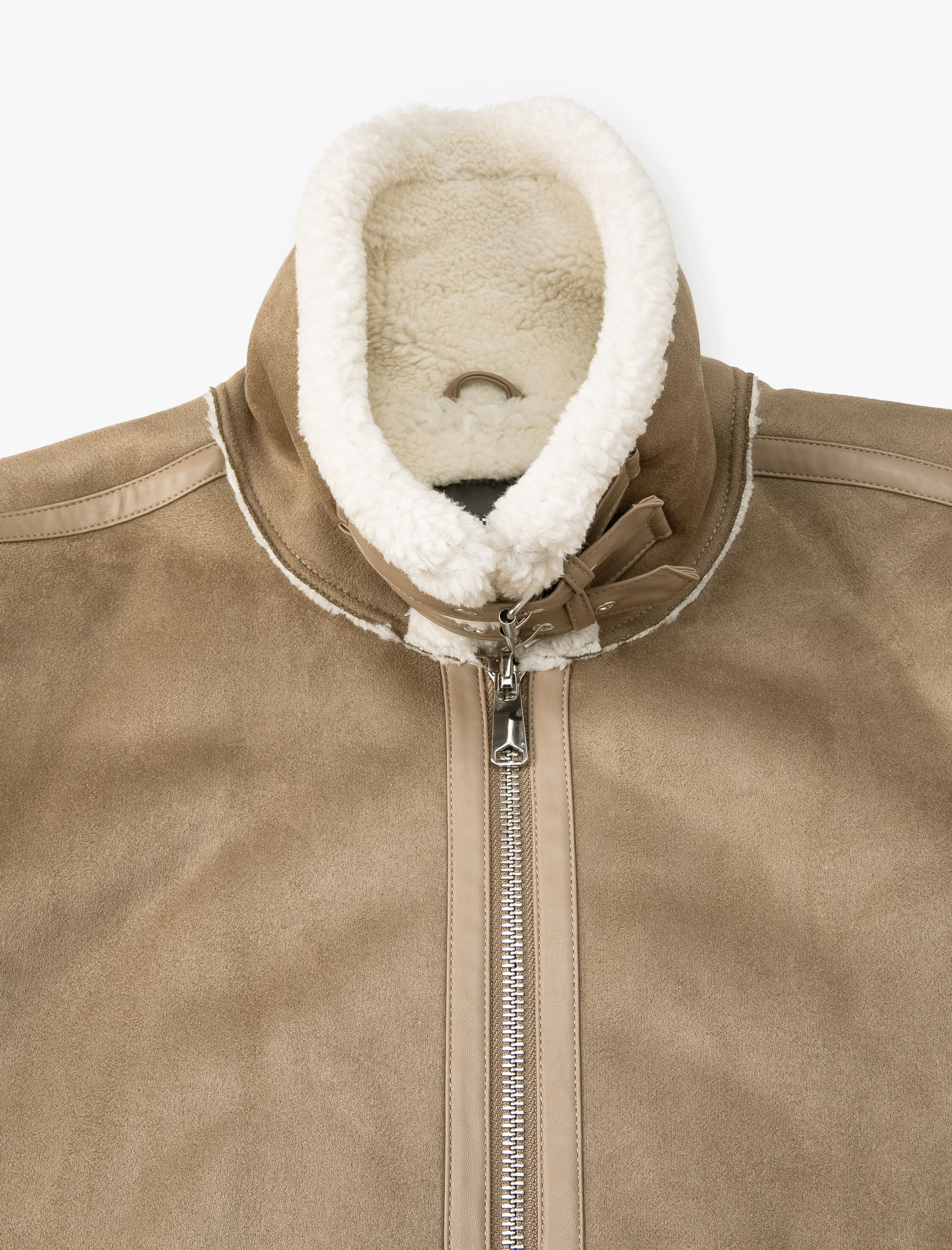   Süet Görünümlü Ceket İçi Peluşlu Cep Detaylı Fermuarlı