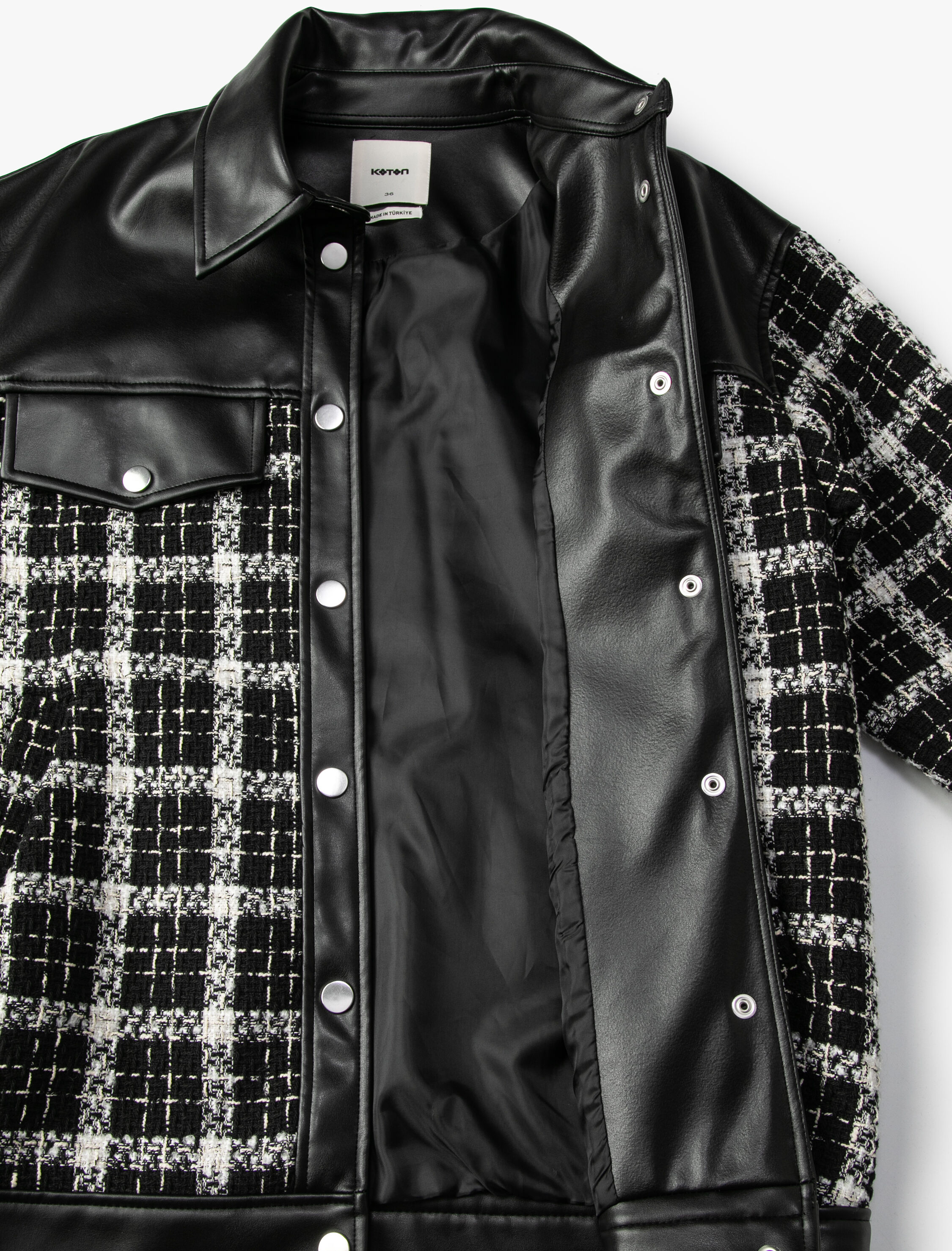   Tüvit Gömlek Ceket Suni Deri Detaylı Cepli