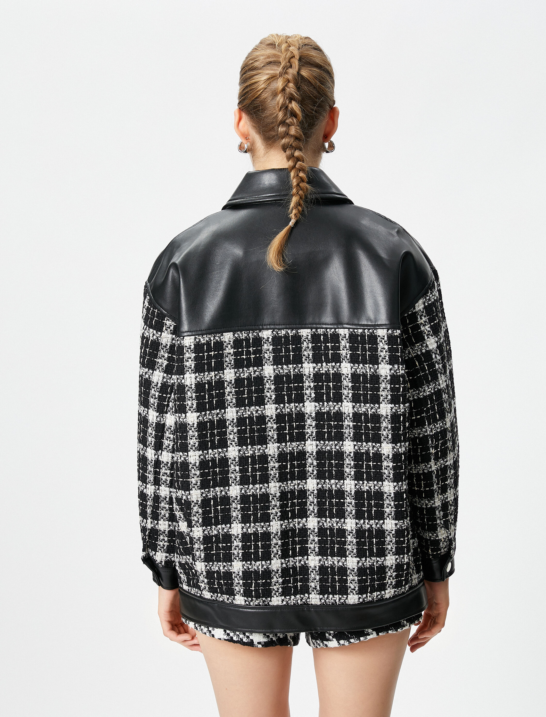   Tüvit Gömlek Ceket Suni Deri Detaylı Cepli