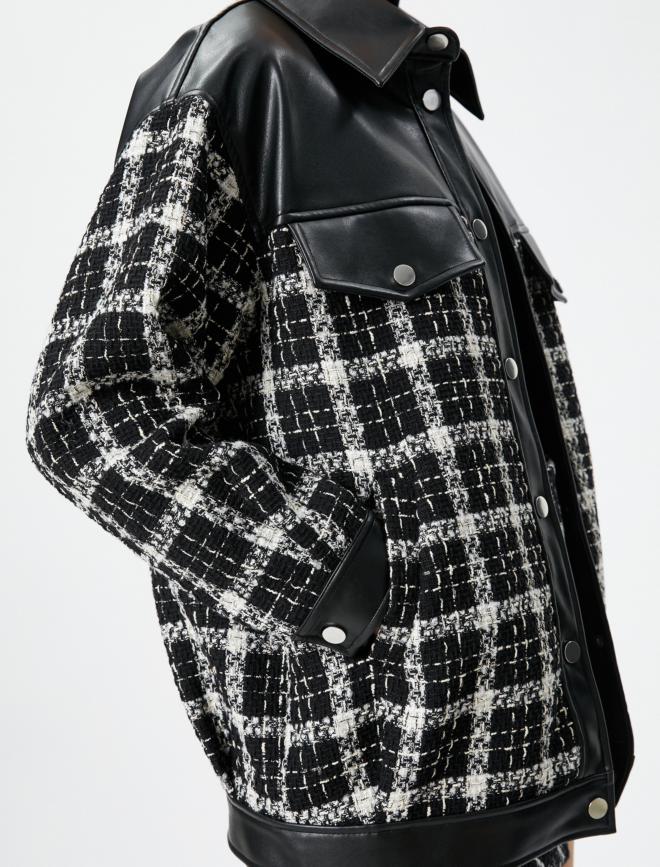   Tüvit Gömlek Ceket Suni Deri Detaylı Cepli