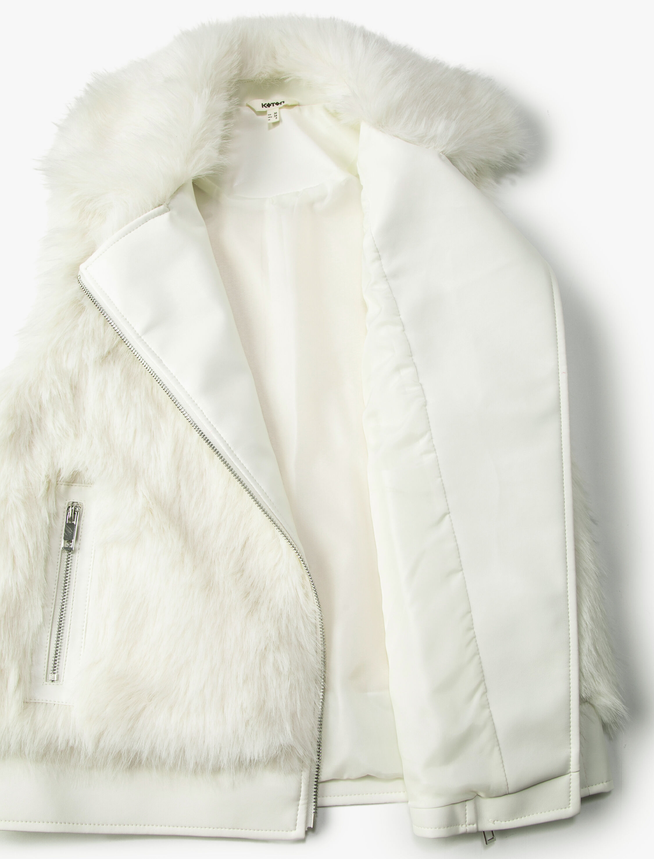 Peluş Yelek Kruvaze Kapama Fermuarlı Cep Detaylı