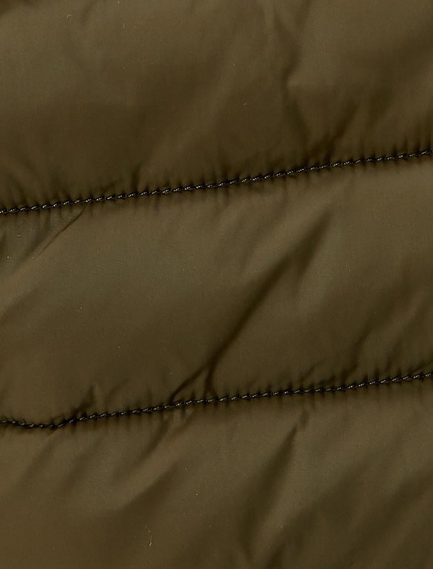   Kısa Şişme Mont Kapüşonlu Fermuarlı Kolları Lastikli