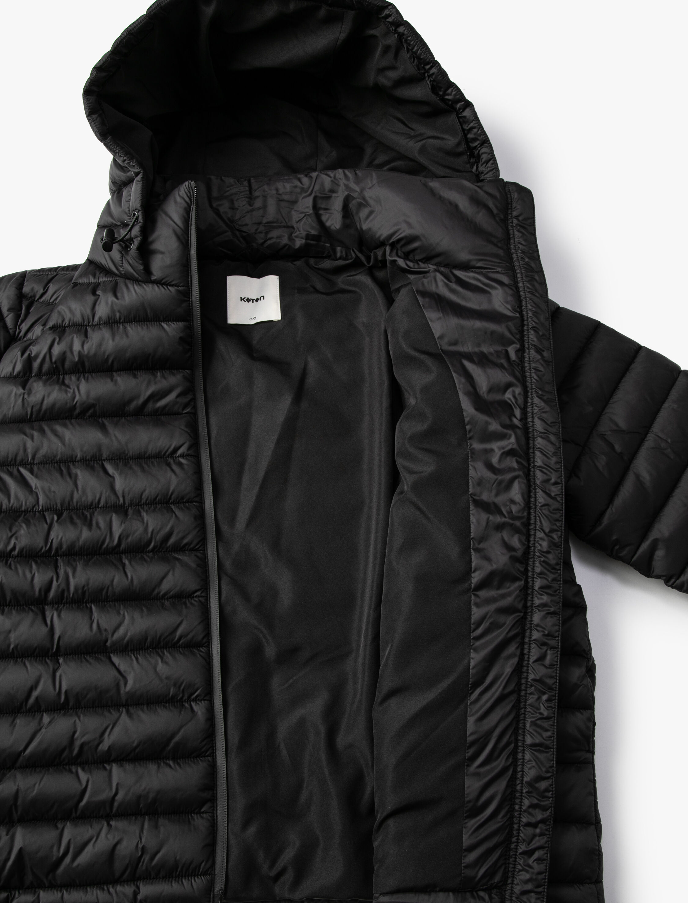   Kısa Şişme Mont Kapüşonlu Fermuarlı Kolları Lastikli