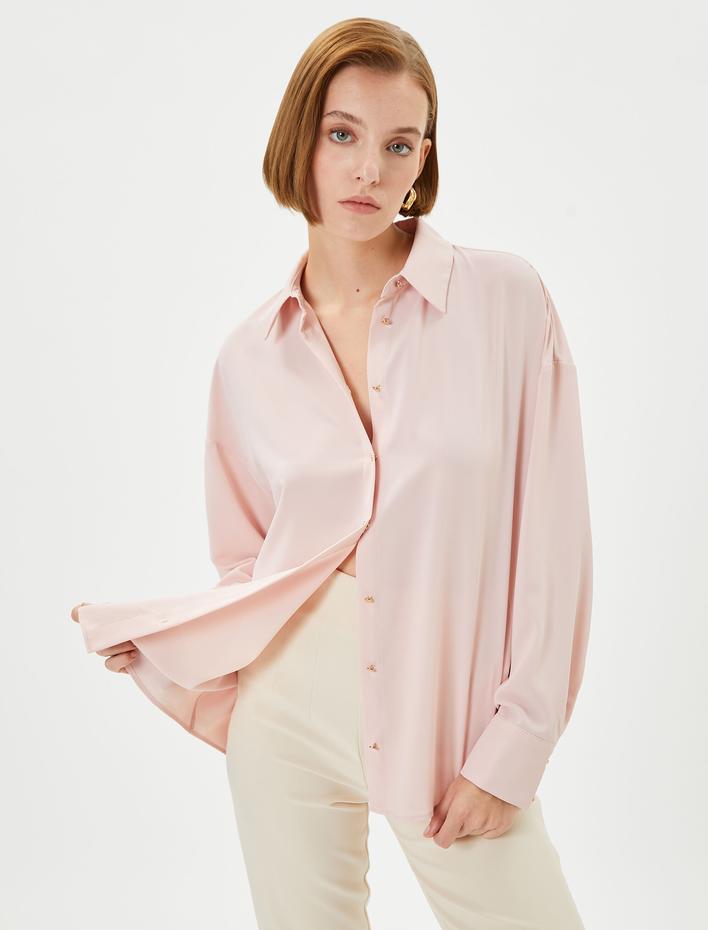  Uzun Kollu Gömlek Düğmeli Klasik Yaka