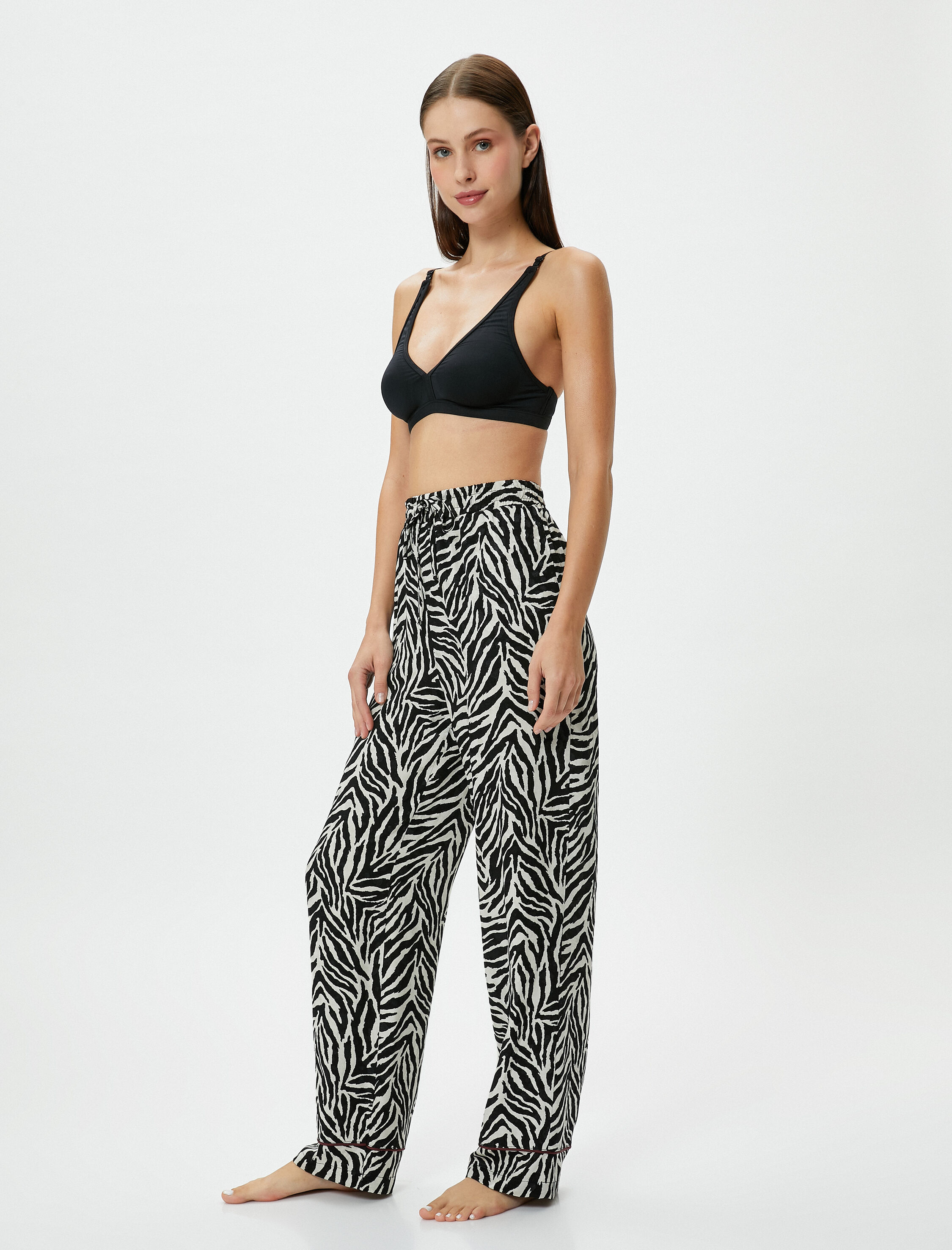   Zebra Desenli Pijama Altı Beli Lastikli
