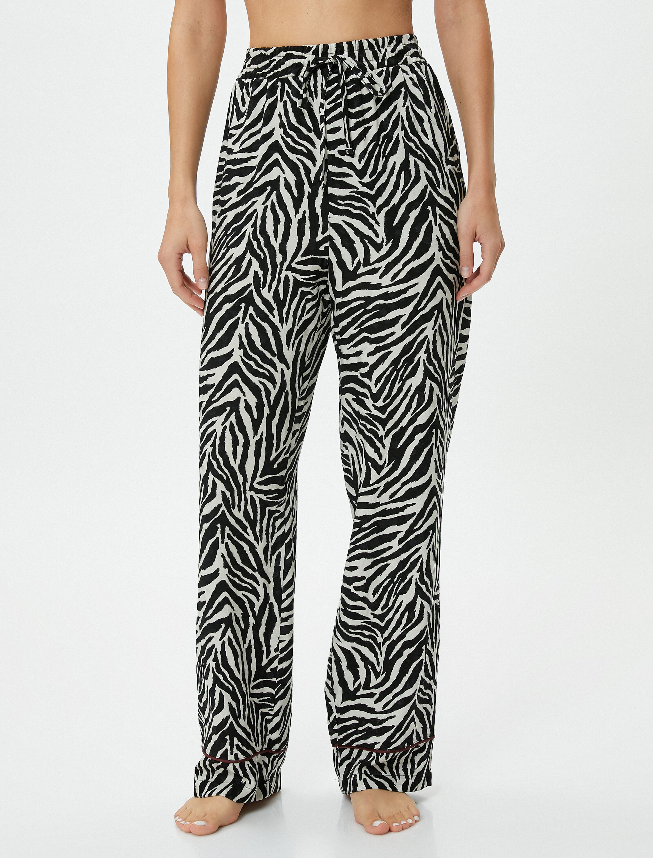   Zebra Desenli Pijama Altı Beli Lastikli