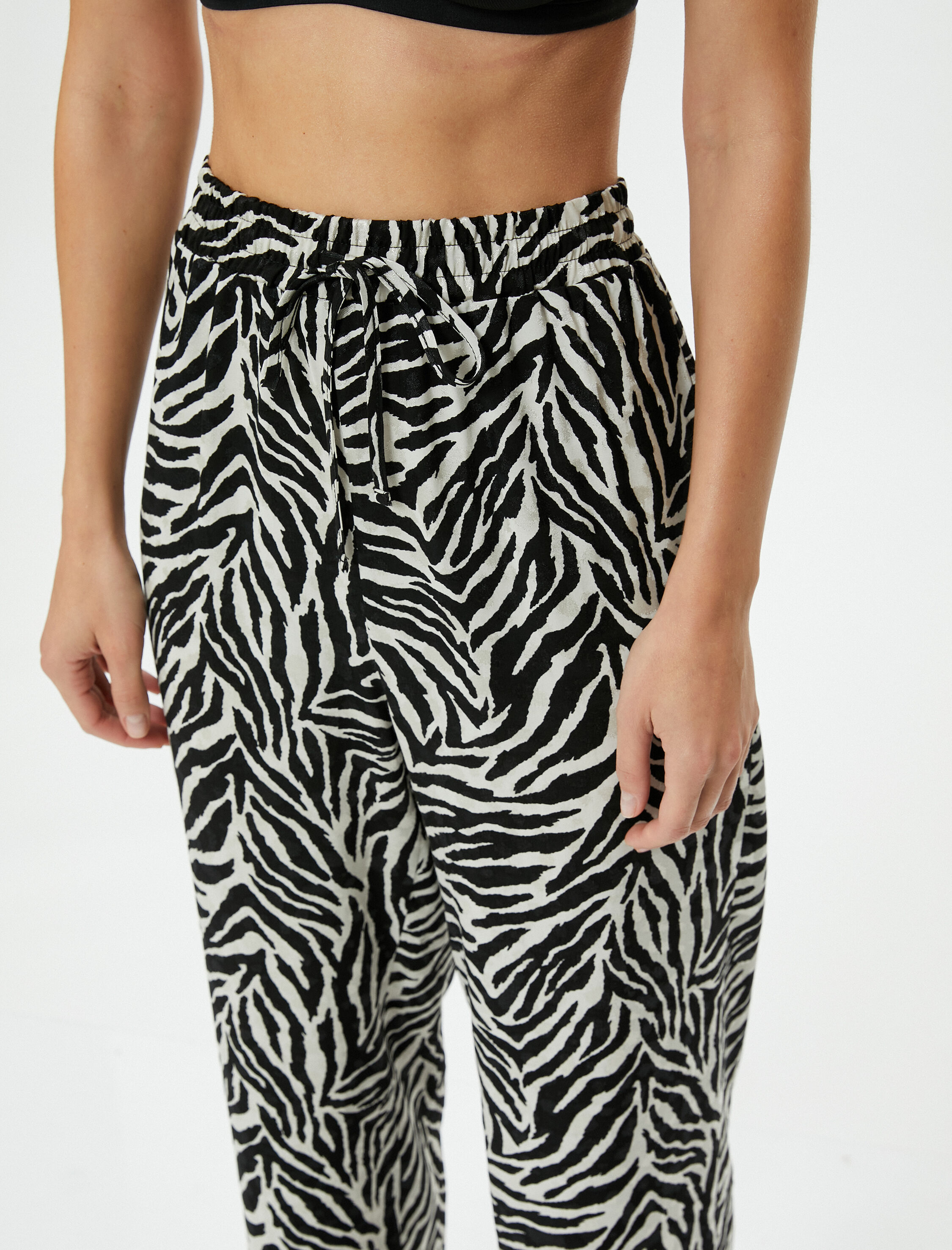   Zebra Desenli Pijama Altı Beli Lastikli