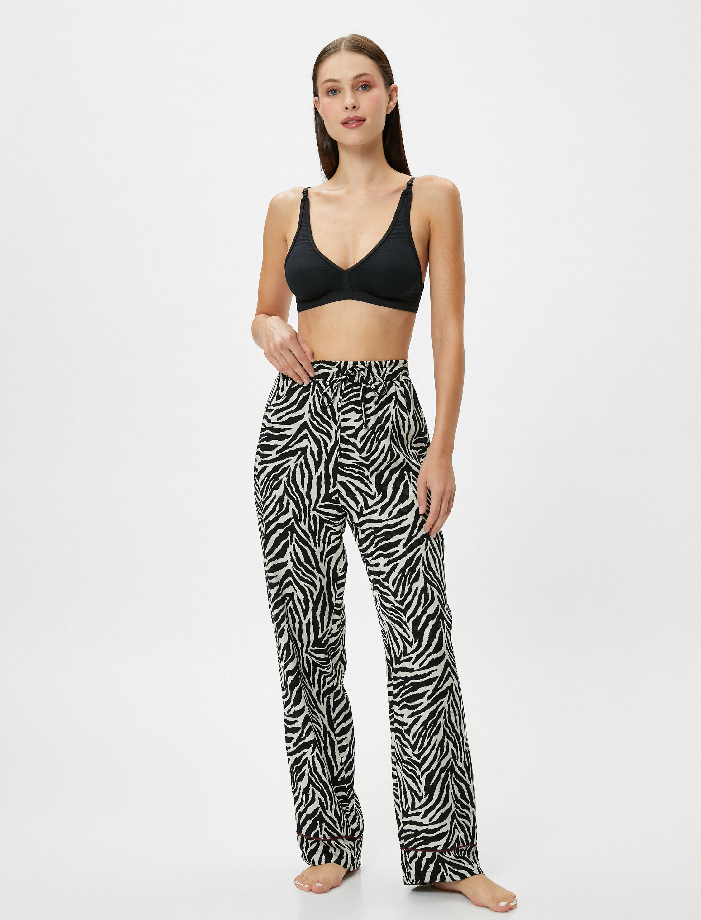   Zebra Desenli Pijama Altı Beli Lastikli