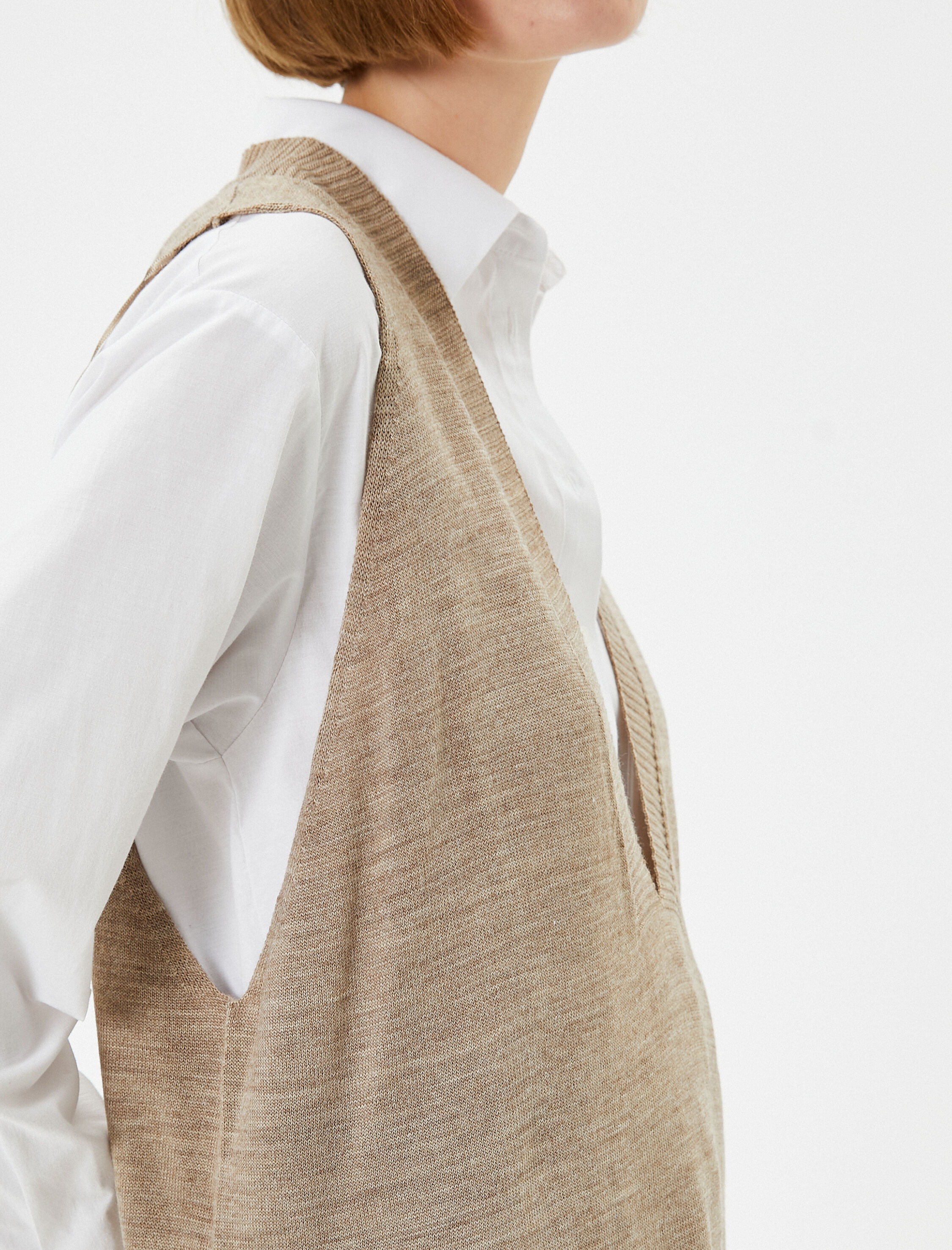   V Yaka Süveter Örgü Ribanalı