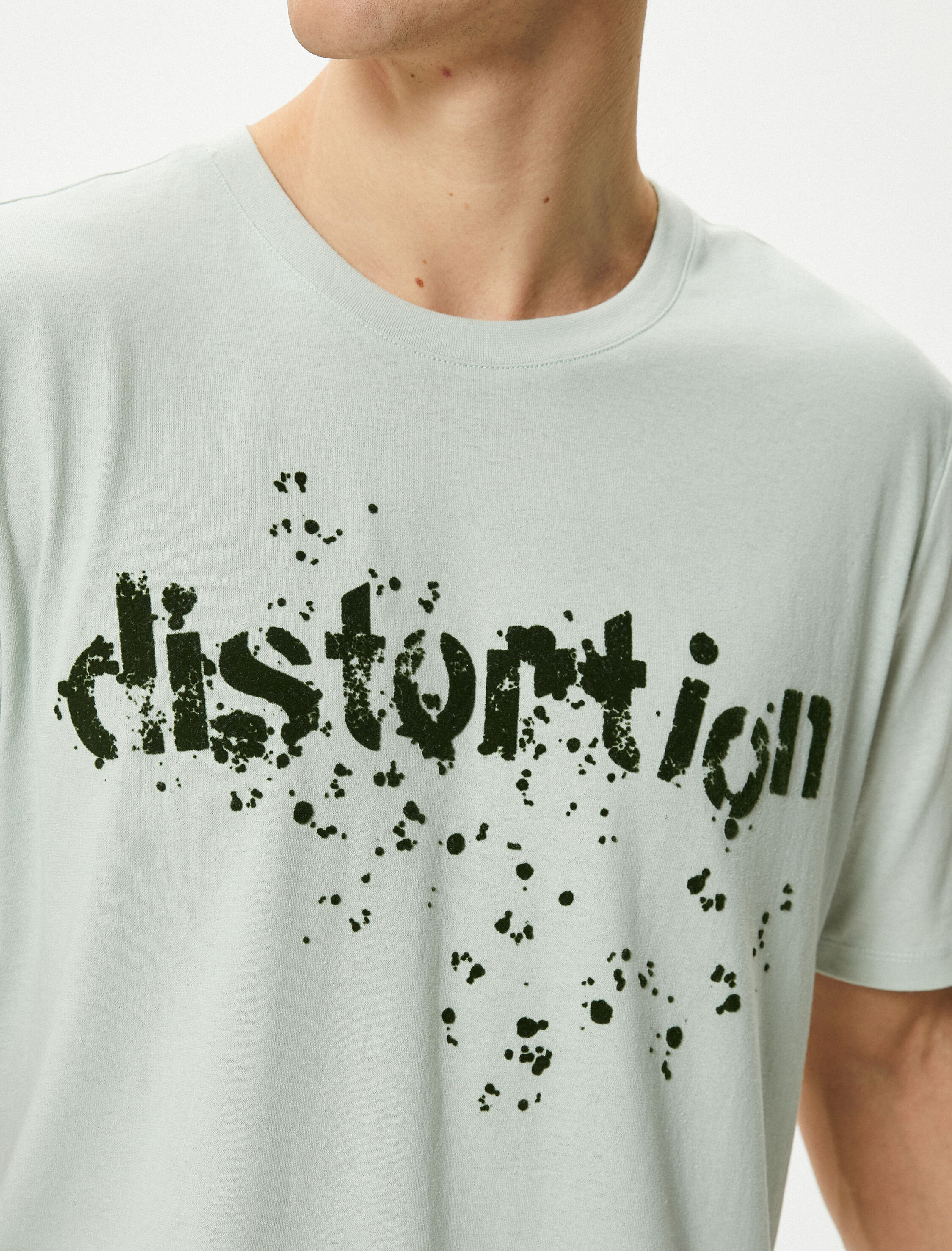   Slogan Baskılı Tişört Bisiklet Yaka Kısa Kollu Pamuklu