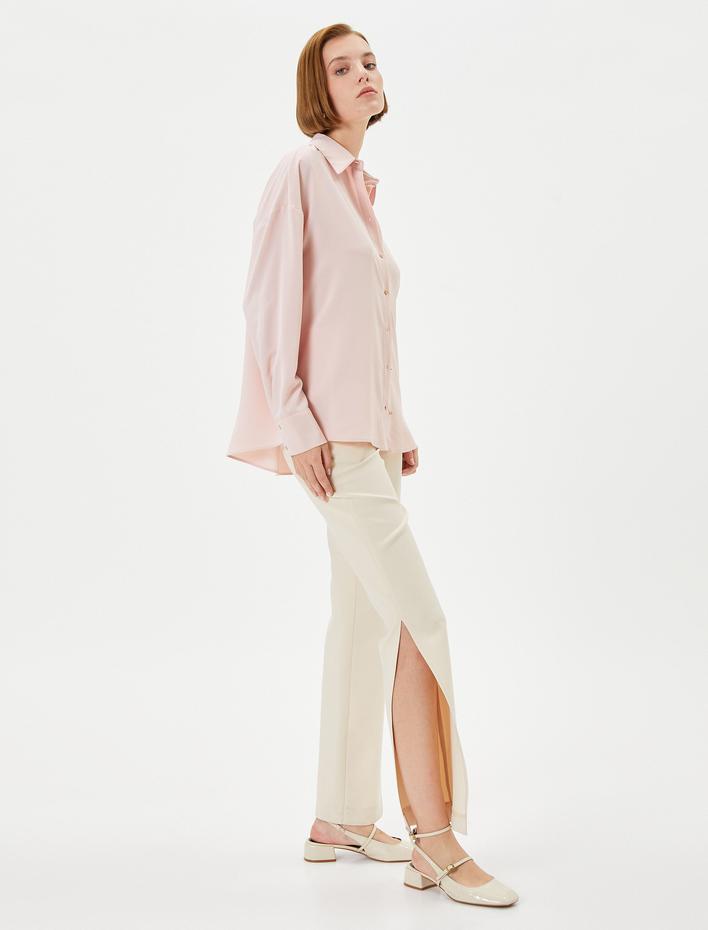  Uzun Kollu Gömlek Düğmeli Klasik Yaka