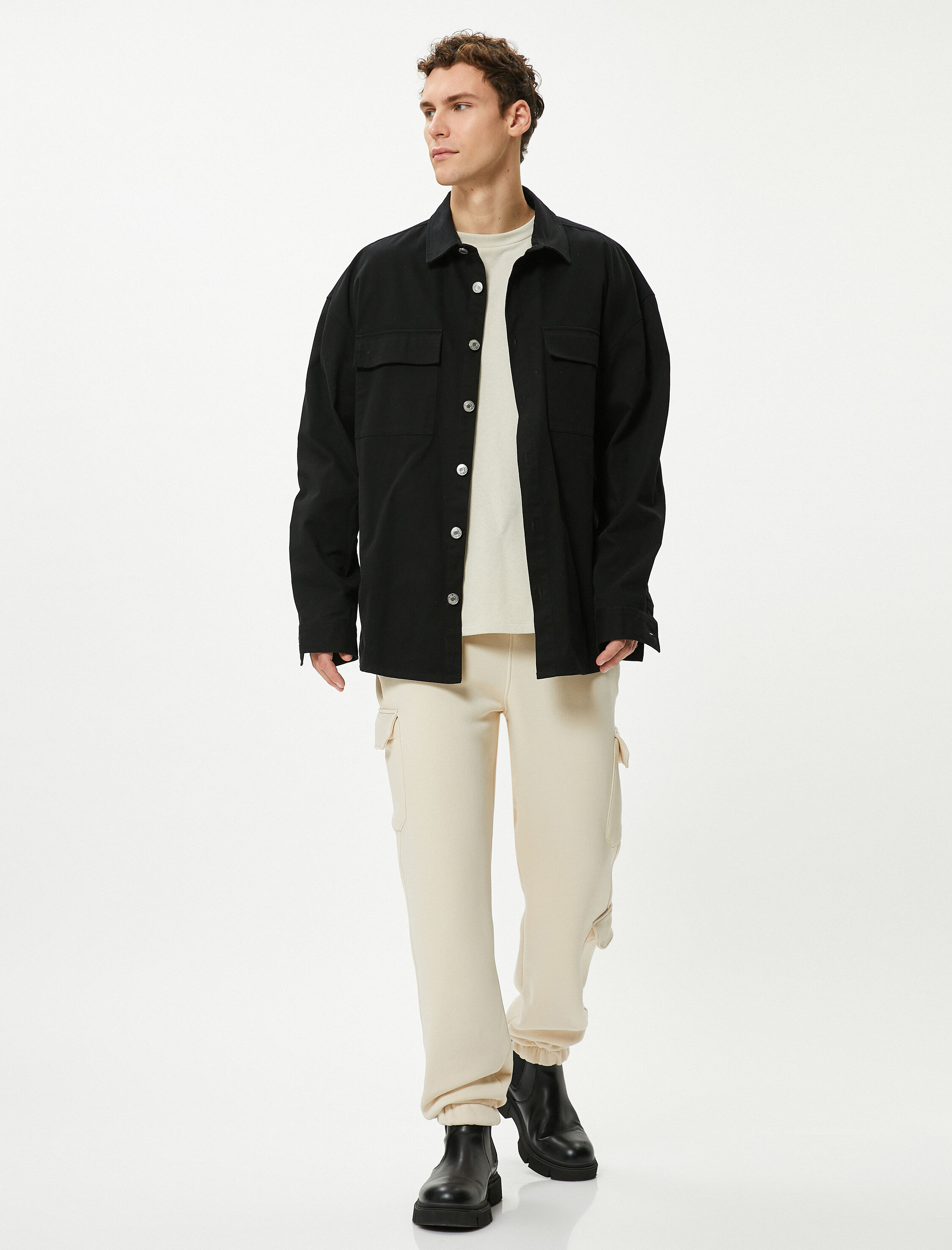   Kargo Eşofman Altı Jogger Beli Bağcıklı Cep Detaylı Şardonlu