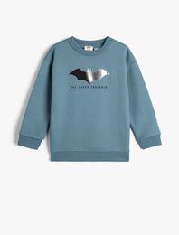 Batman Sweatshirt Lisanslı Uzun Kollu Bisiklet Yaka Parlak Baskılı Şardonlu