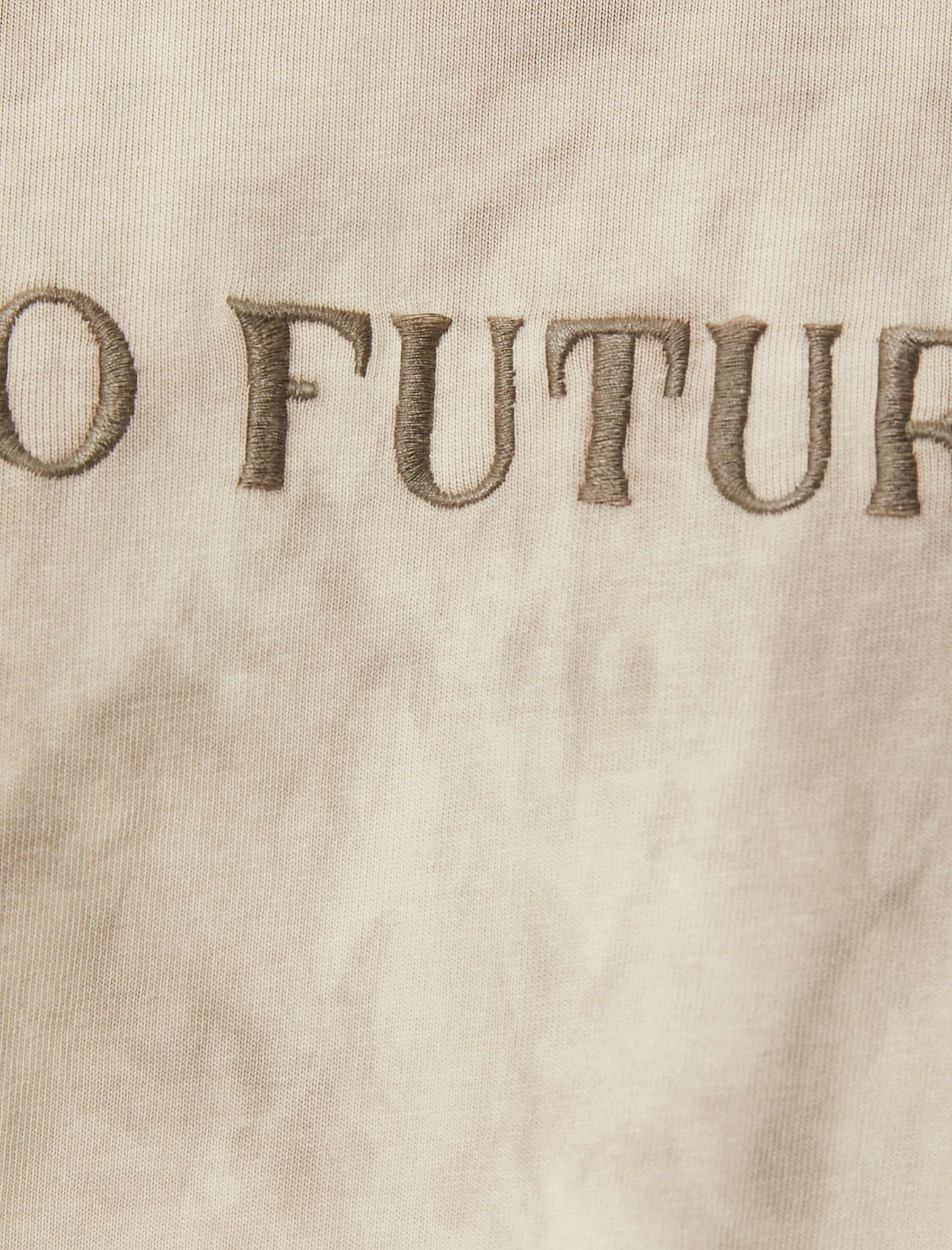   Oversize Tişört Batik Görünümlü Slogan İşlemeli Bisiklet Yaka