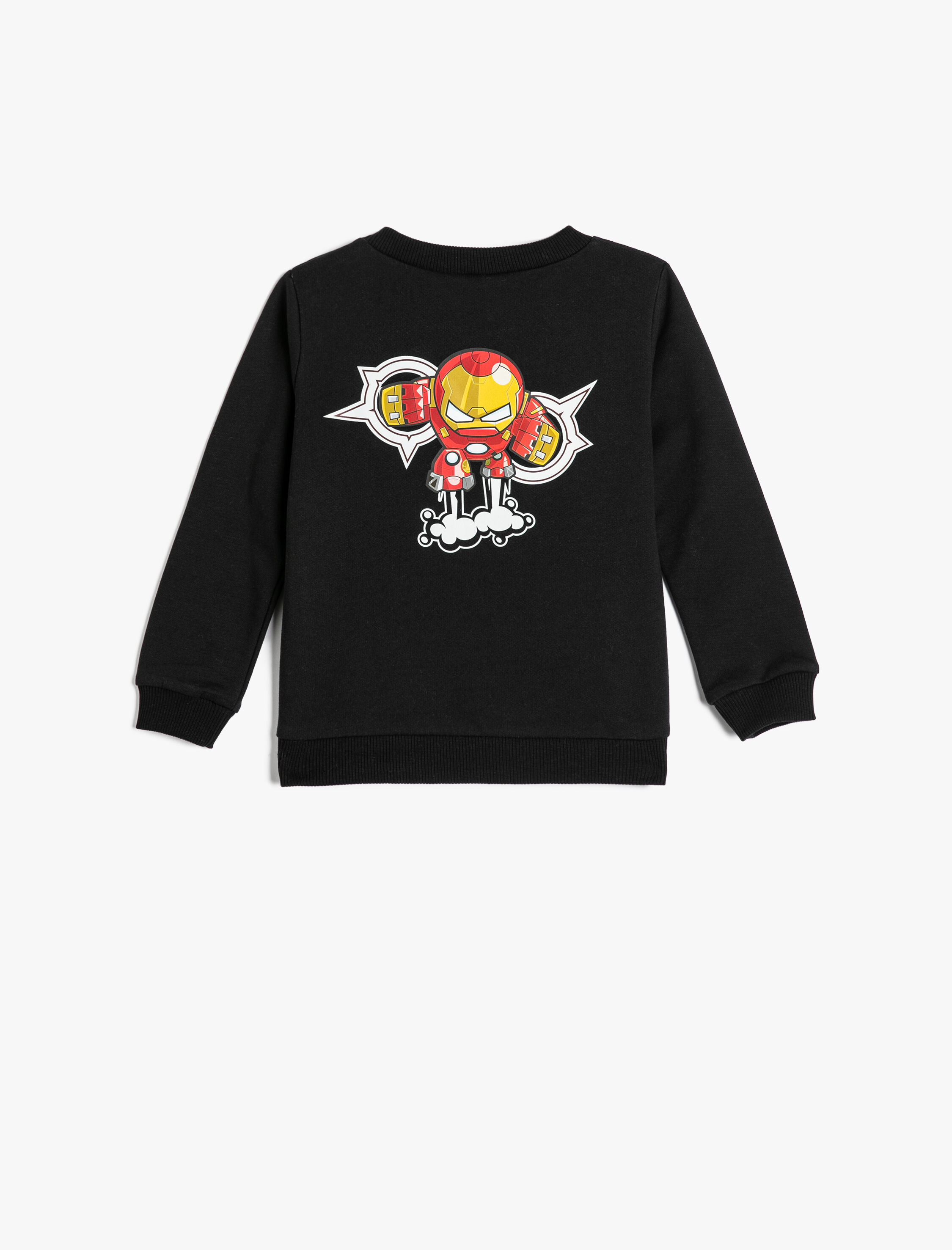 Erkek Bebek Iron Man Sweatshirt Lisanslı Uzun Kollu Bisiklet Yaka Pamuklu
