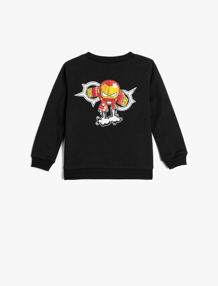 Erkek Bebek Iron Man Sweatshirt Lisanslı Uzun Kollu Bisiklet Yaka Pamuklu