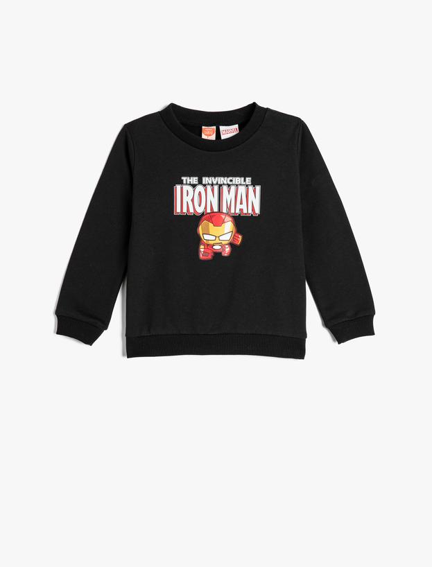 Iron Man Sweatshirt Lisanslı Uzun Kollu Bisiklet Yaka Pamuklu_0