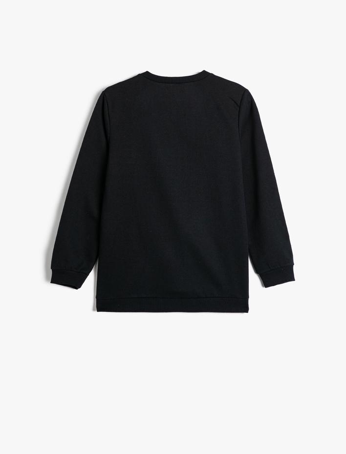 Erkek Çocuk Sweatshirt Uzun Kollu Bisiklet Yaka Slogan Temalı Baskı Detaylı Şardonlu