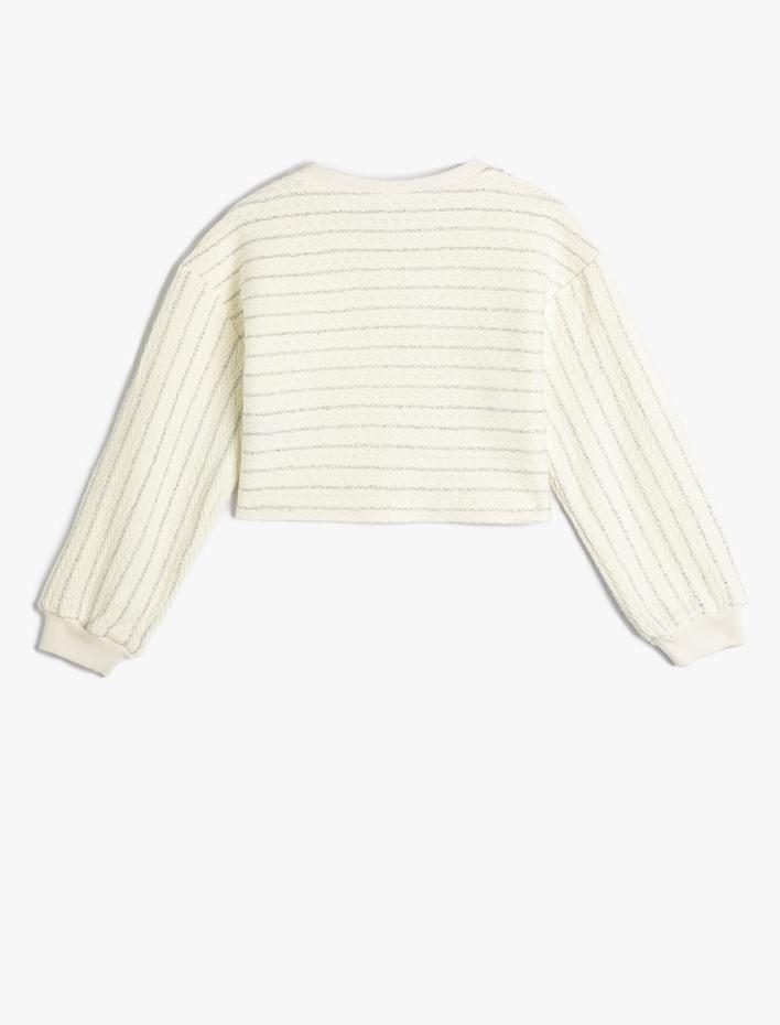 Kız Çocuk Crop Sweatshirt Uzun Kollu Bisiklet Yaka