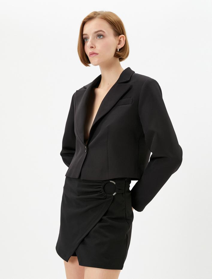  Mini Şort Etek Metal Aksesuarlı Normal Bel