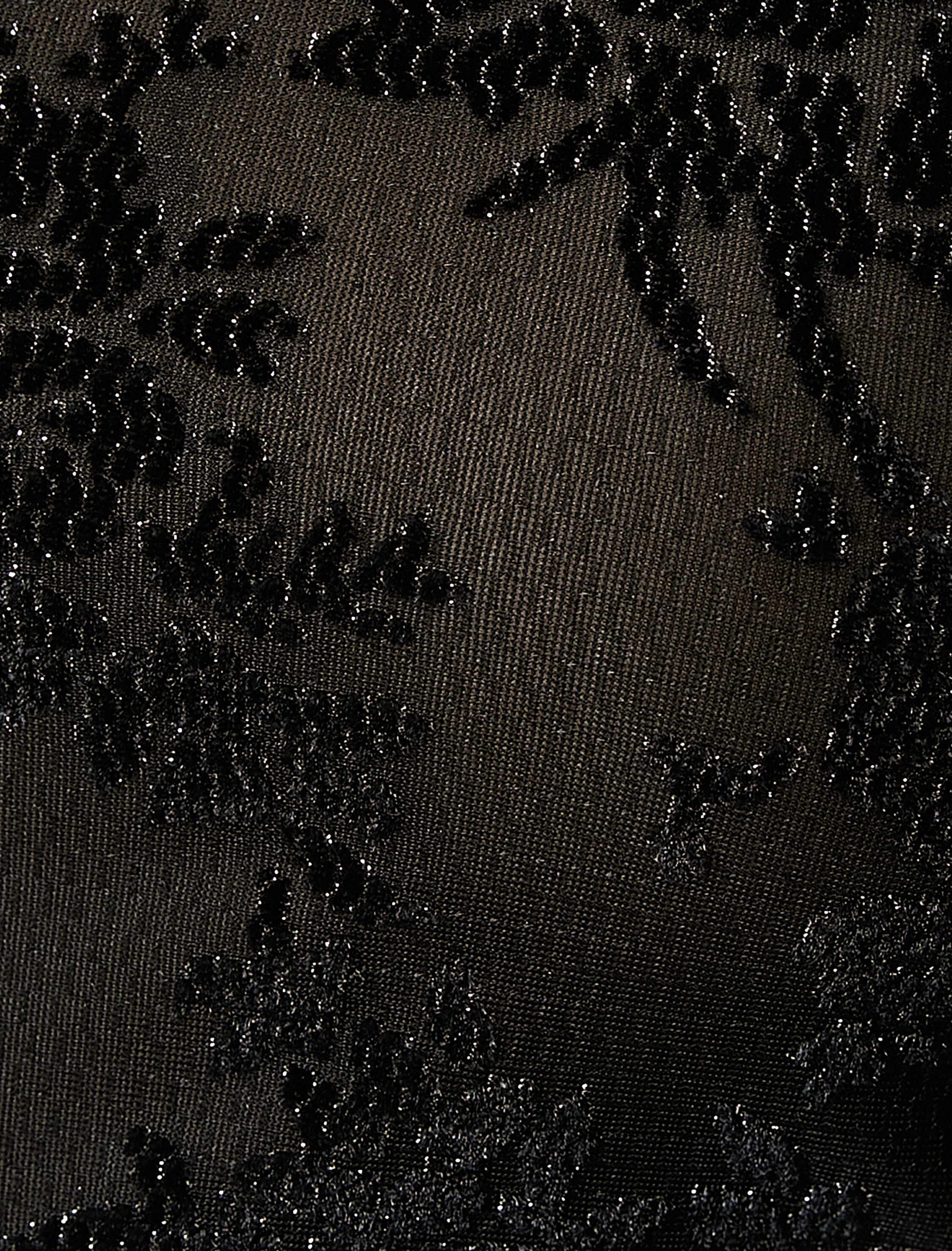   Tül Detaylı Tişört Uzun Kollu Simli Çiçek Dokulu