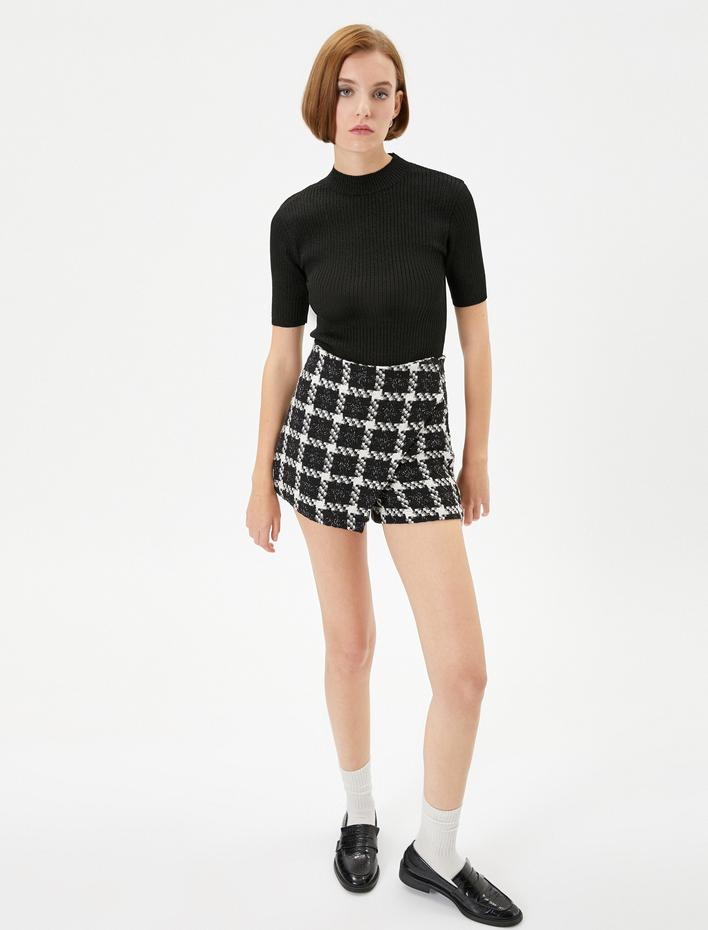  Triko Kazak Kısa Kollu Bisiklet Yaka Simli