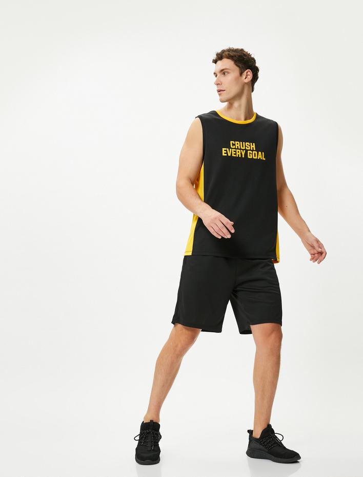  Kolsuz Tişört Bisiklet Yaka Slogan Baskılı