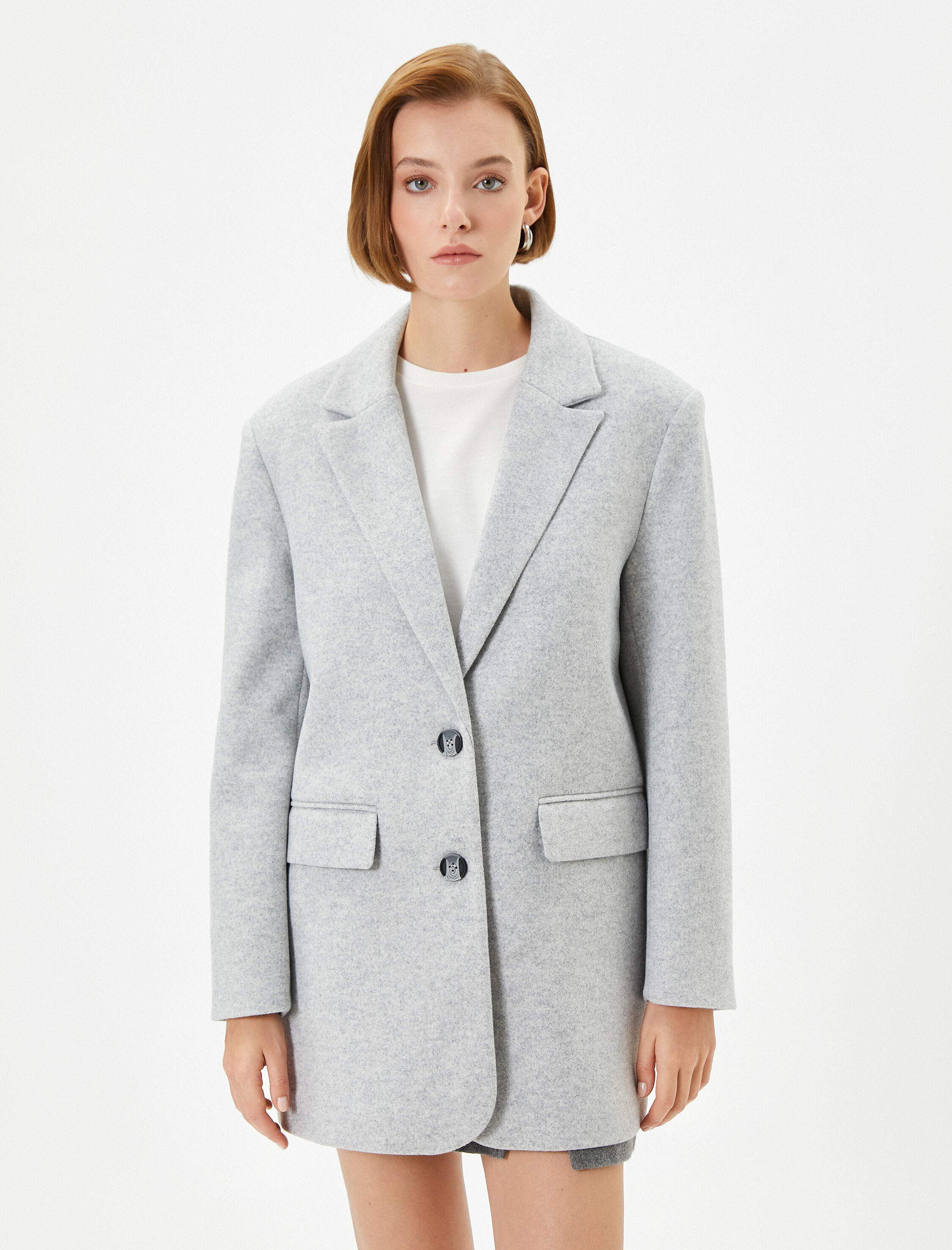   Blazer Ceket Düğmeli Kapaklı Cepli