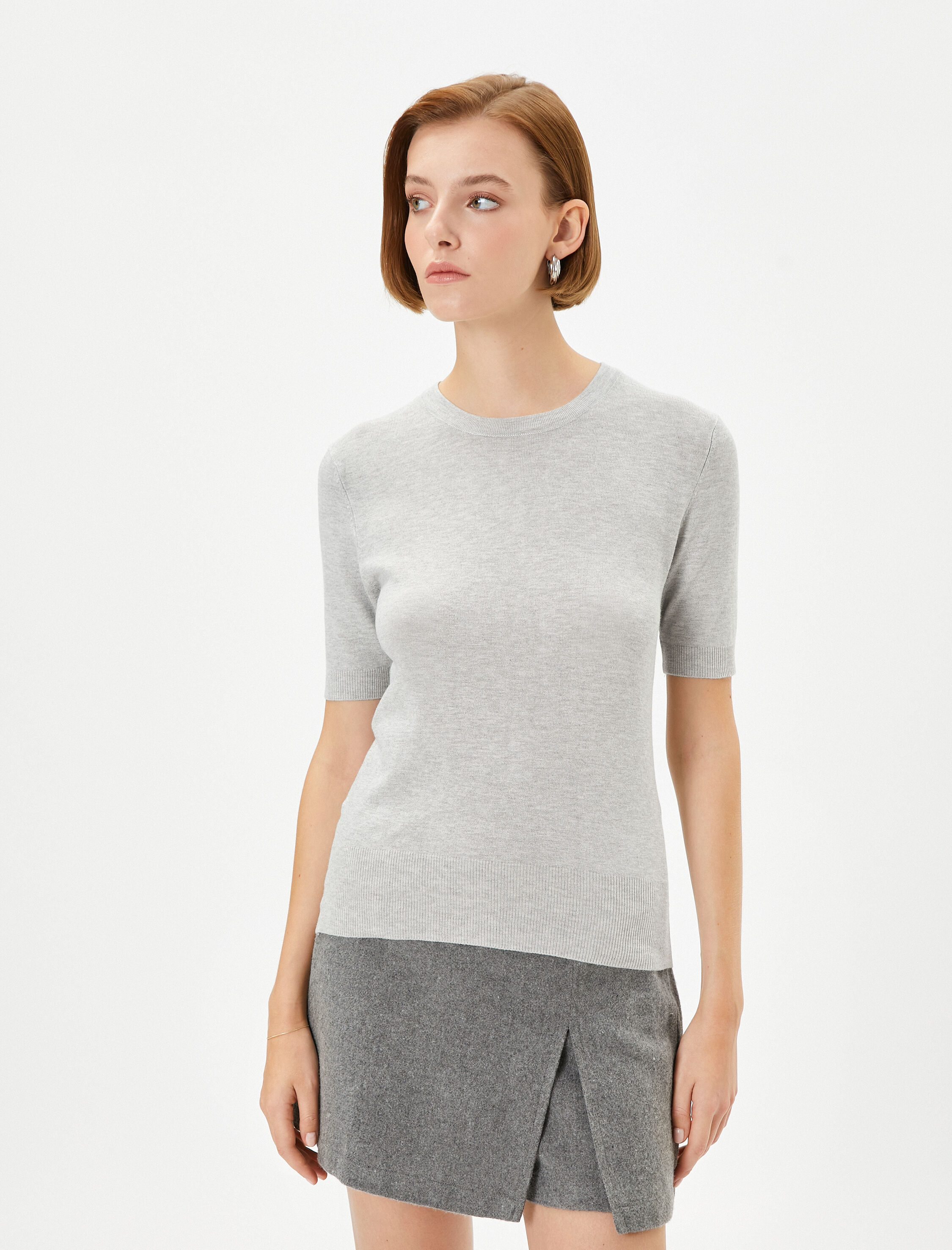   Triko Kazak Kısa Kollu Bisiklet Yaka Standart Kesim