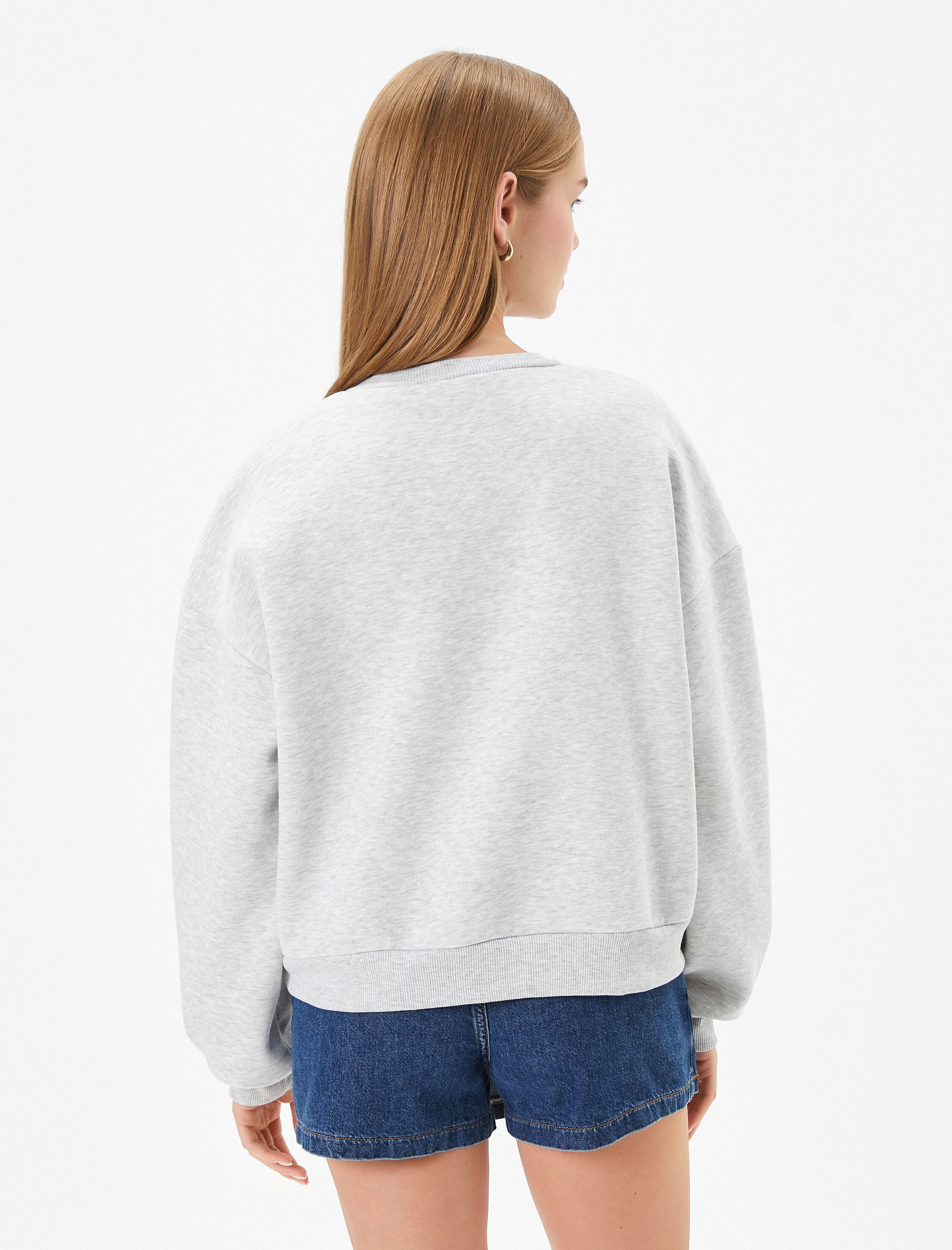   Sweathirt Şardonlu Uzun Kollu Bisiklet Yaka