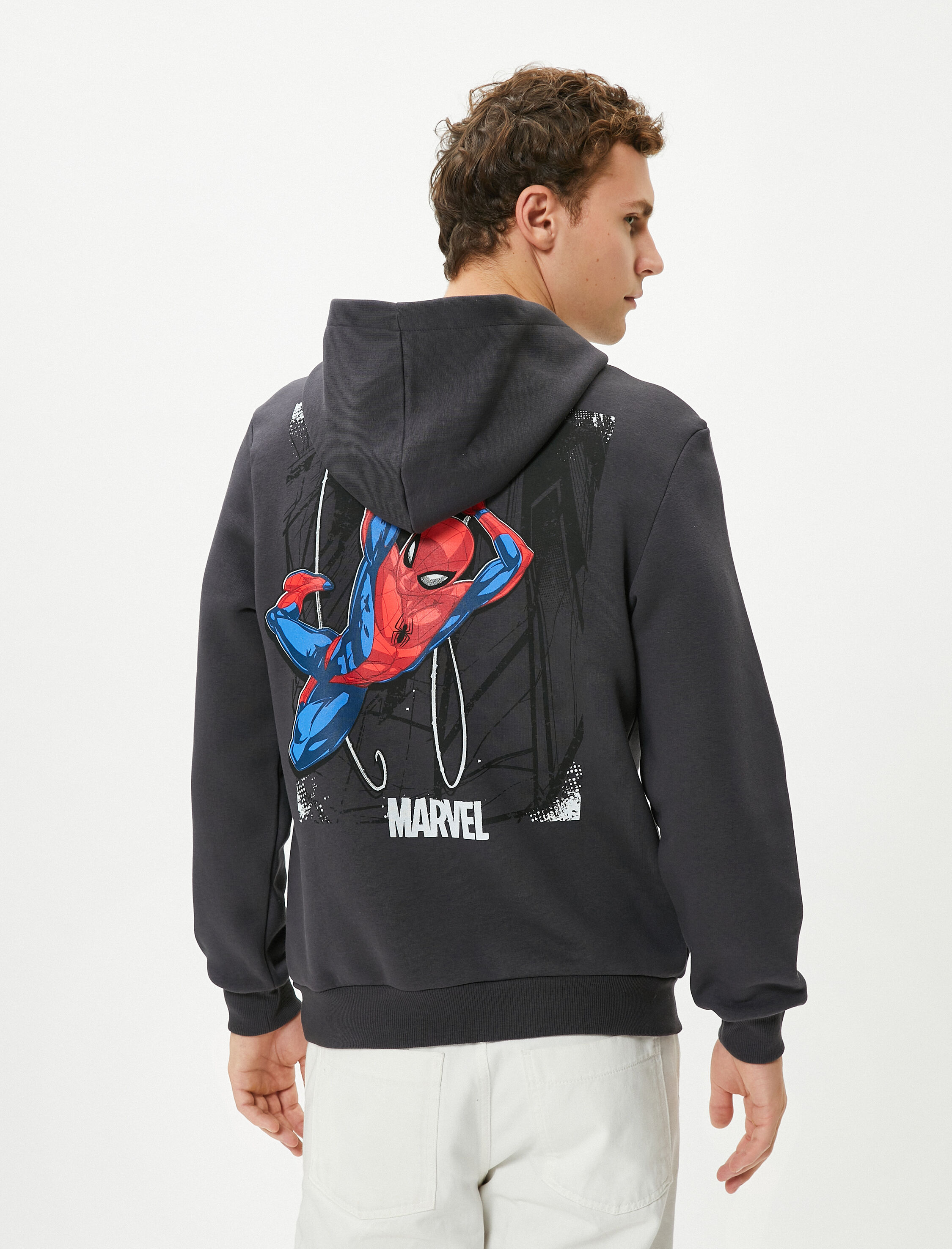   Spiderman Oversize Hoodie Kanguru Cepli Lisanslı Baskılı Şardonlu
