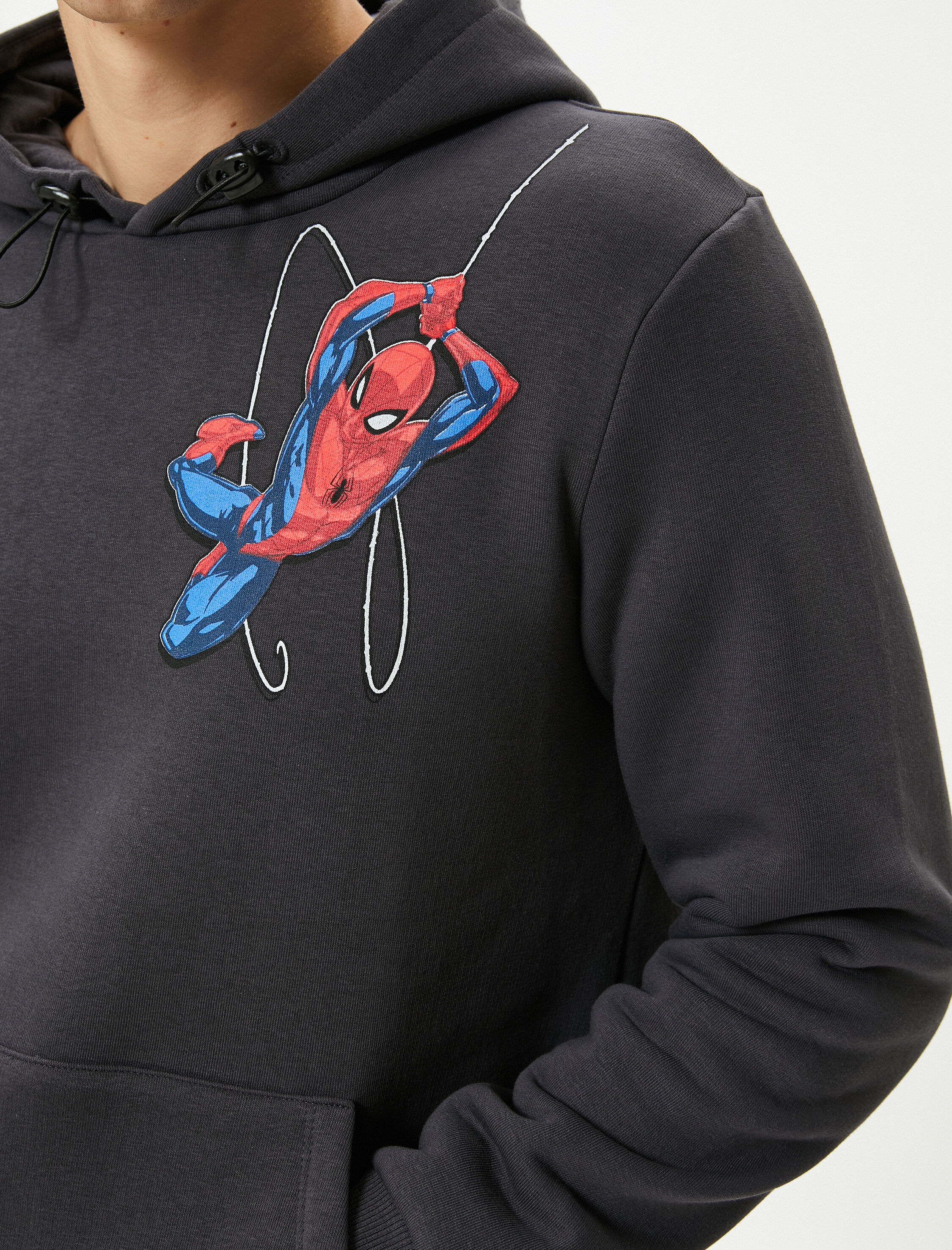   Spiderman Oversize Hoodie Kanguru Cepli Lisanslı Baskılı Şardonlu